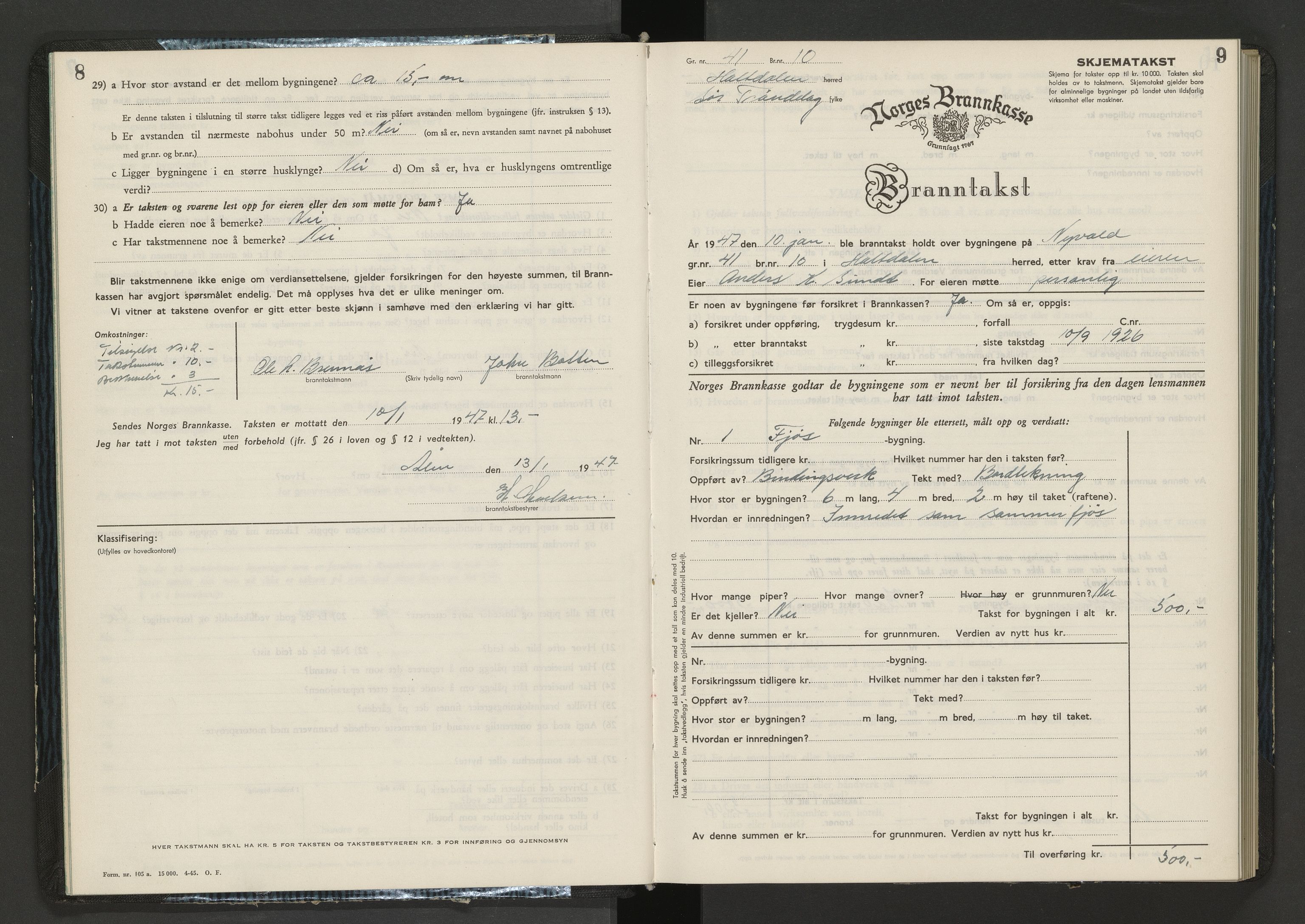 Norges Brannkasse Holtålen og Ålen, AV/SAT-A-1280/Fa/L0002: Branntakstprotokoll, 1947-1955, s. 8-9