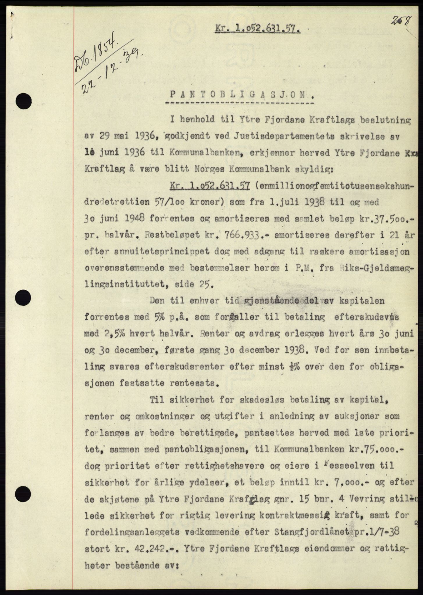 Søre Sunnmøre sorenskriveri, SAT/A-4122/1/2/2C/L0069: Pantebok nr. 63, 1939-1940, Dagboknr: 1854/1939