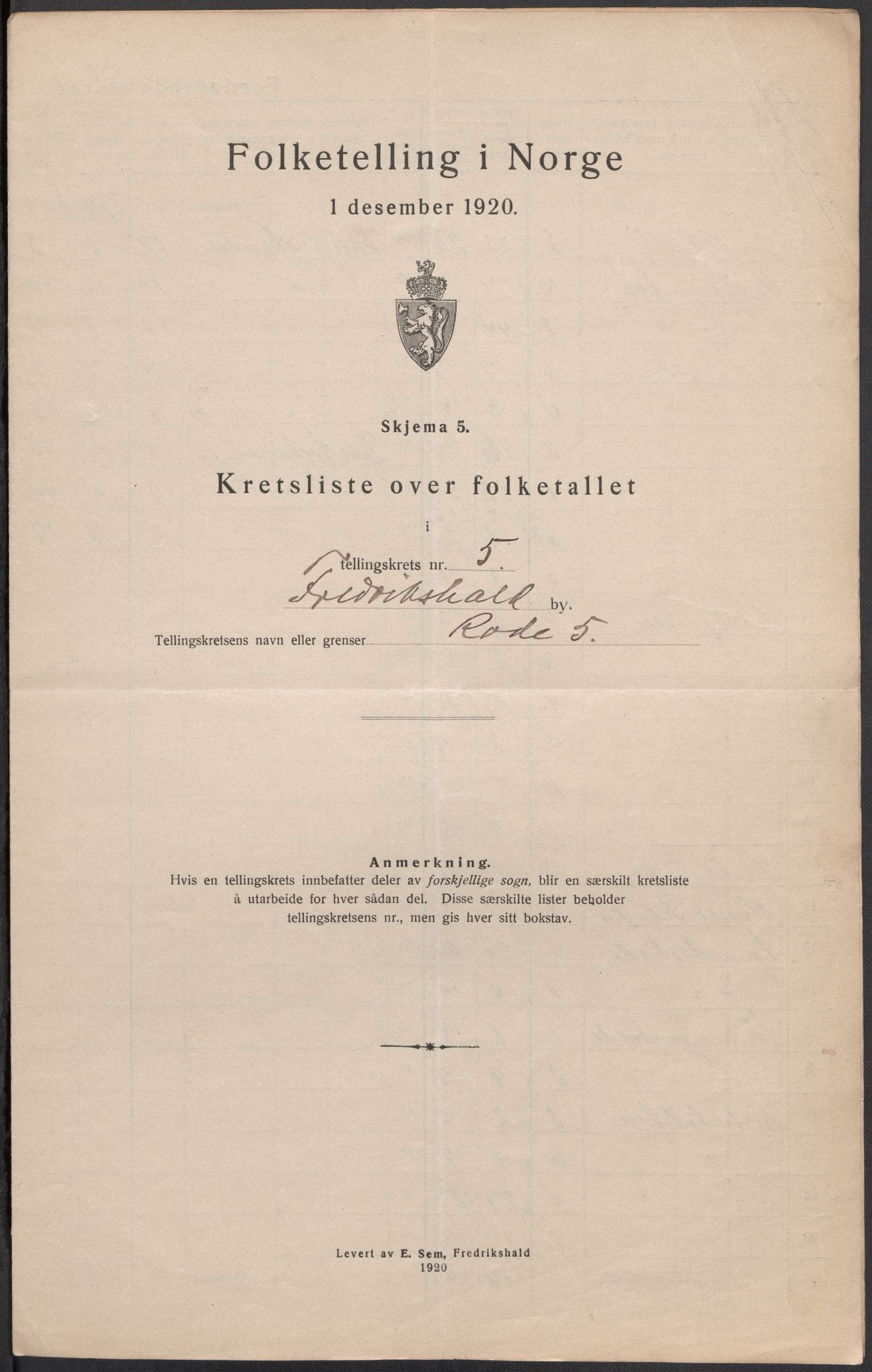 SAO, Folketelling 1920 for 0101 Fredrikshald kjøpstad, 1920, s. 18