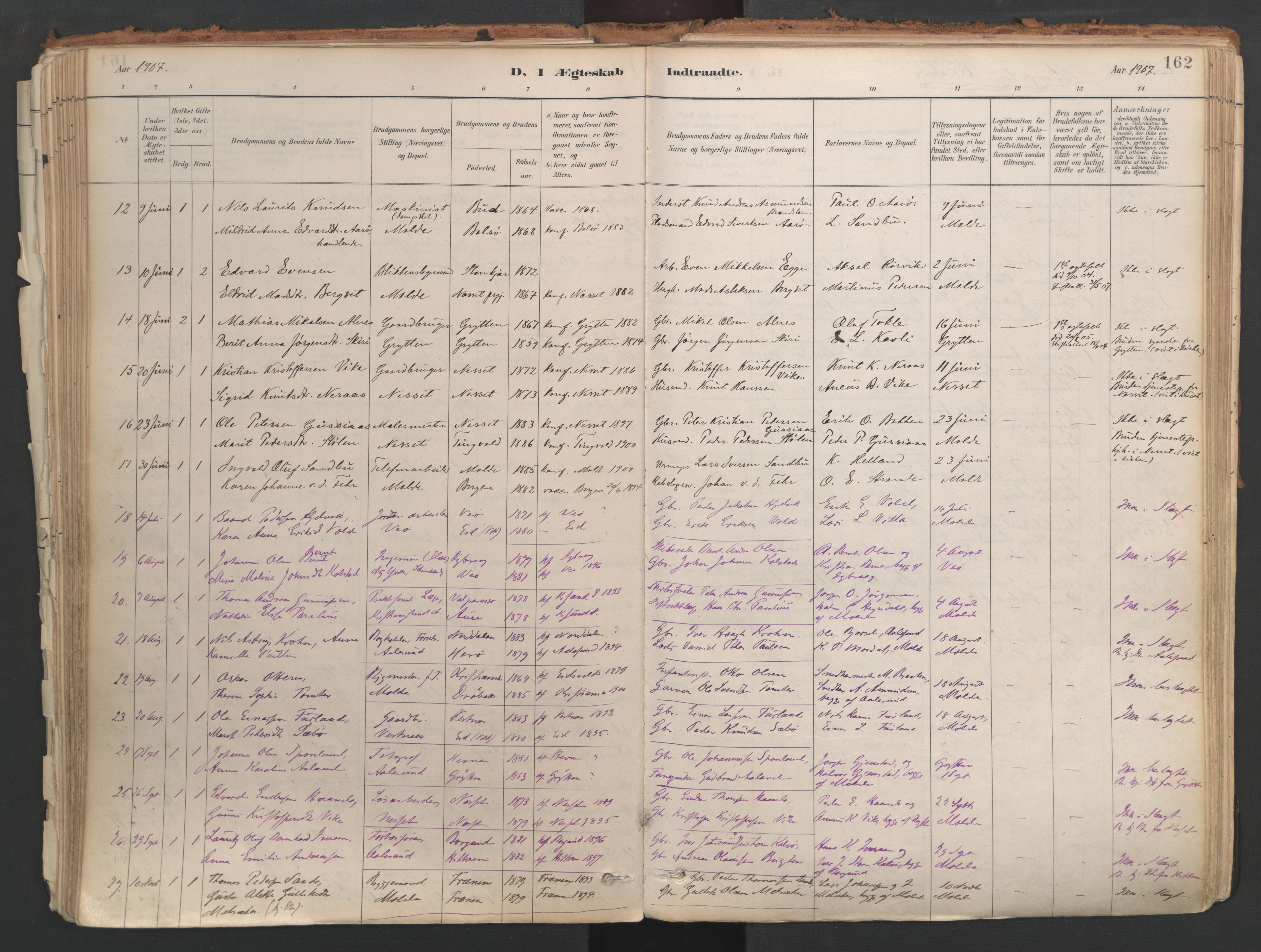 Ministerialprotokoller, klokkerbøker og fødselsregistre - Møre og Romsdal, AV/SAT-A-1454/558/L0692: Ministerialbok nr. 558A06, 1887-1971, s. 162