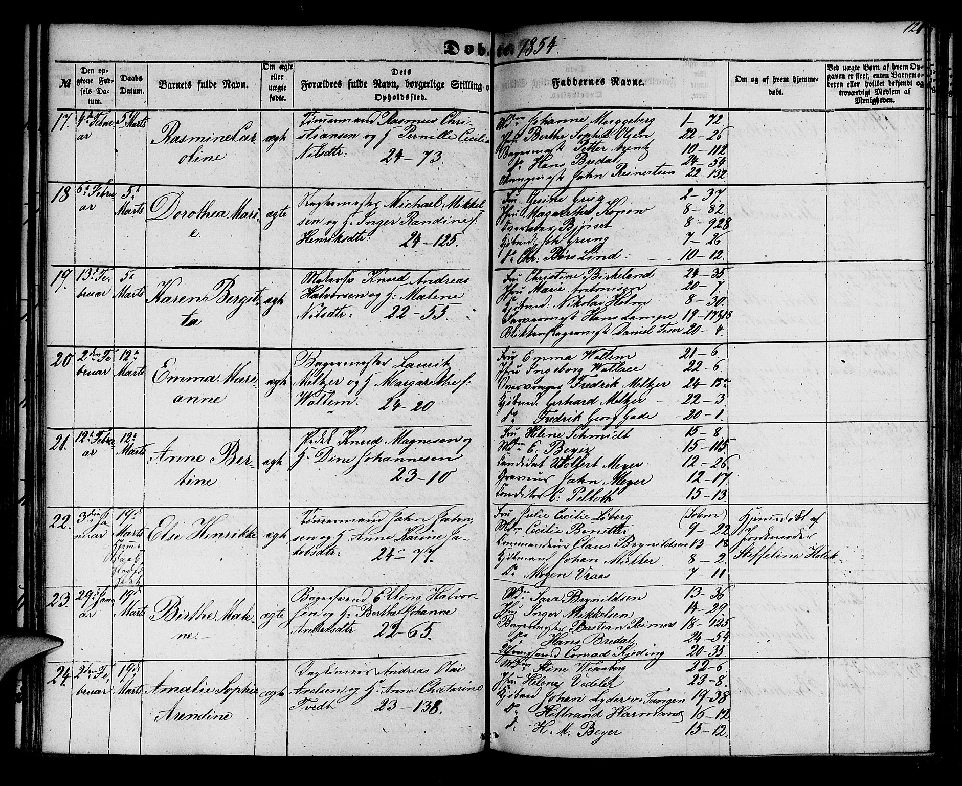 Korskirken sokneprestembete, AV/SAB-A-76101/H/Hab: Klokkerbok nr. B 3, 1853-1858, s. 121