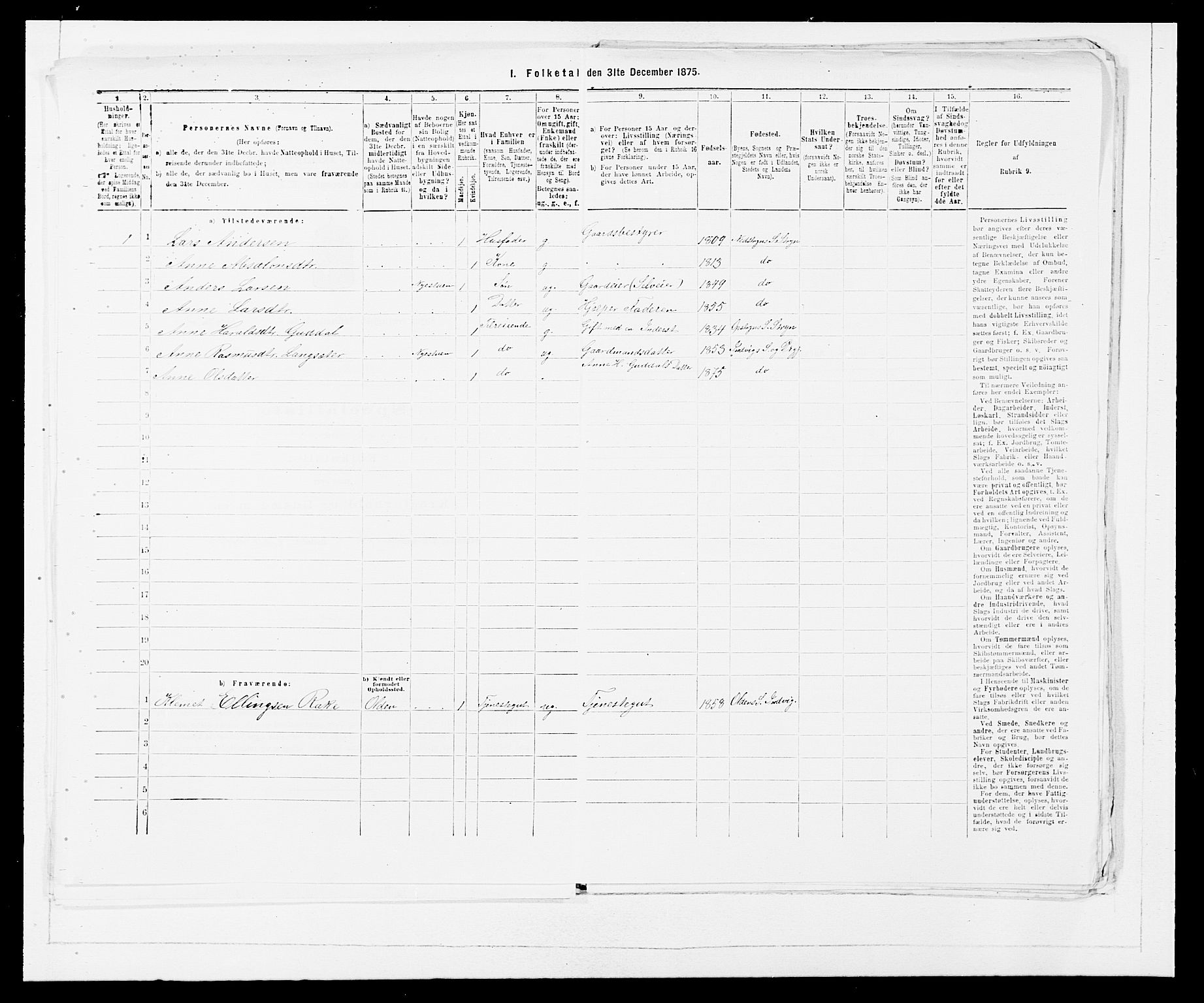 SAB, Folketelling 1875 for 1448P Stryn prestegjeld, 1875, s. 124