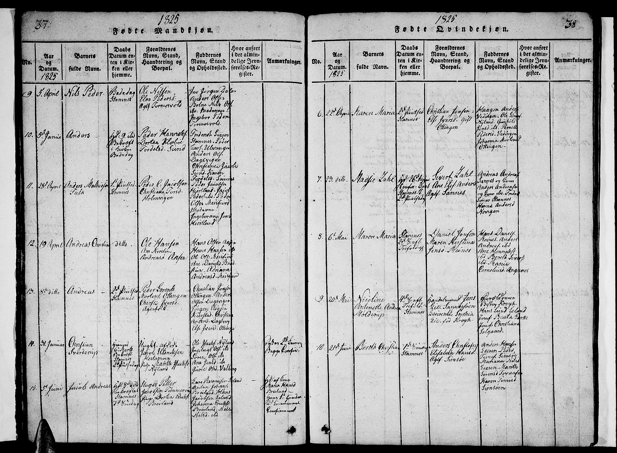 Ministerialprotokoller, klokkerbøker og fødselsregistre - Nordland, AV/SAT-A-1459/831/L0474: Klokkerbok nr. 831C01, 1820-1850, s. 37-38