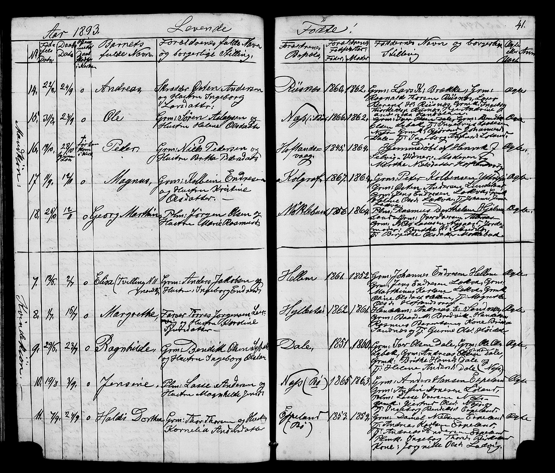 Hyllestad sokneprestembete, AV/SAB-A-80401: Klokkerbok nr. A 2, 1876-1906, s. 41