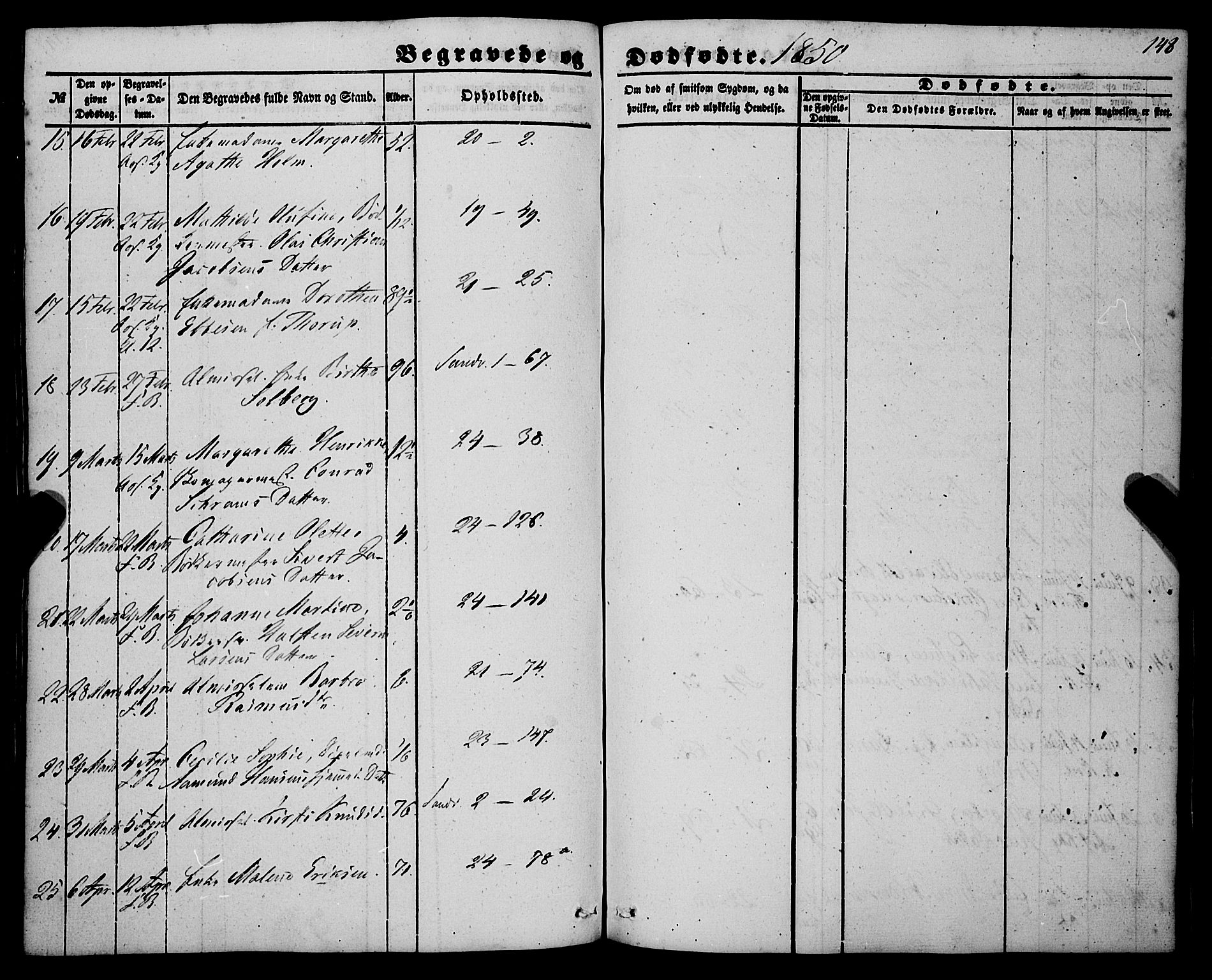 Korskirken sokneprestembete, SAB/A-76101/H/Haa: Ministerialbok nr. E 2, 1848-1862, s. 148