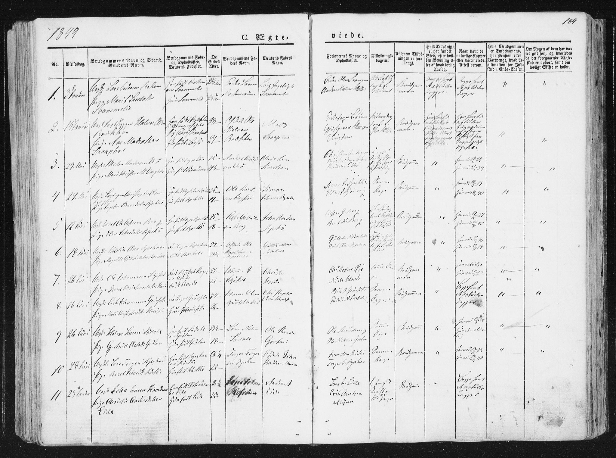 Ministerialprotokoller, klokkerbøker og fødselsregistre - Sør-Trøndelag, SAT/A-1456/630/L0493: Ministerialbok nr. 630A06, 1841-1851, s. 184