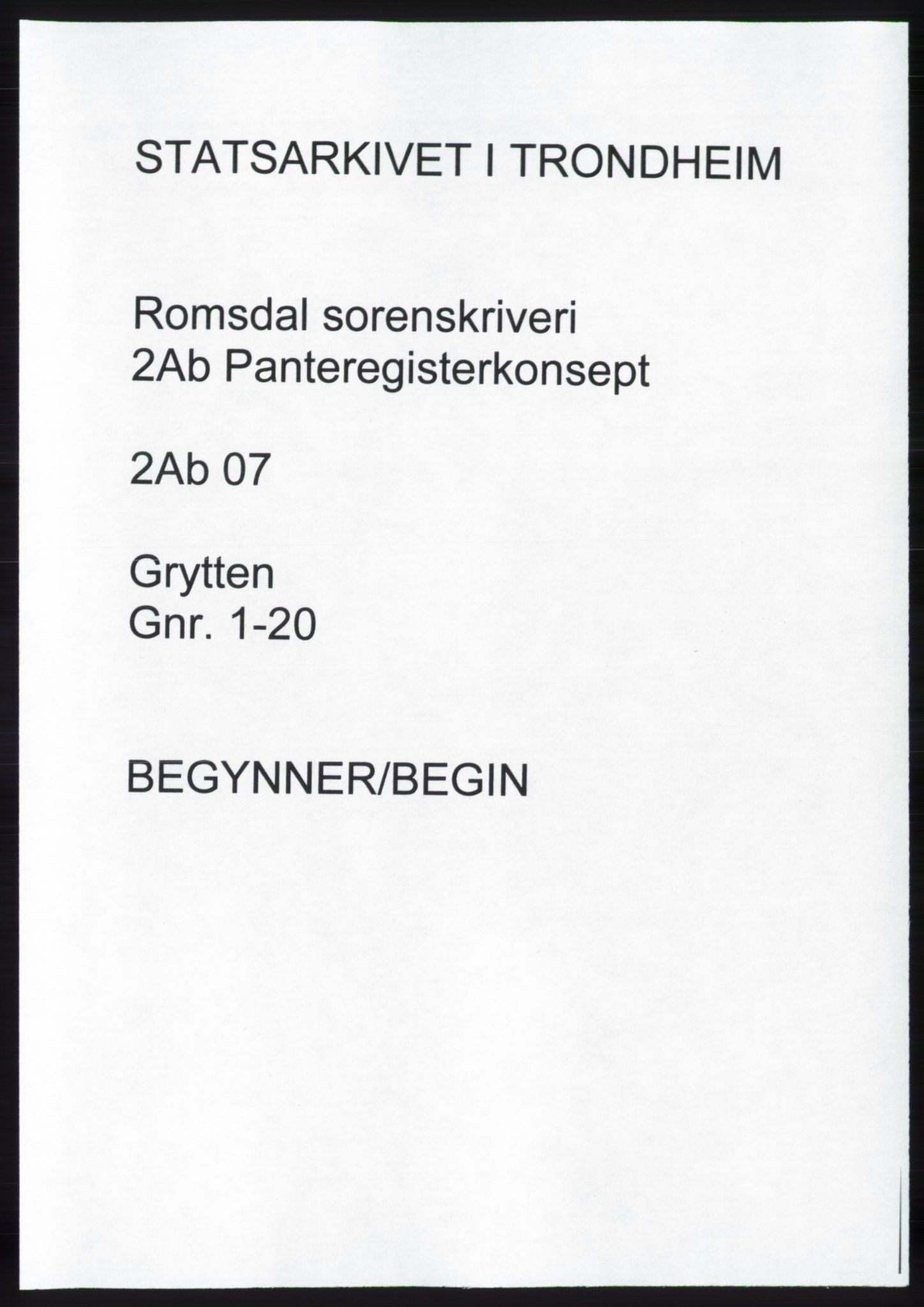 Romsdal sorenskriveri, SAT/A-4149/1/2/2Ab/L0007: Panteregister nr. 7