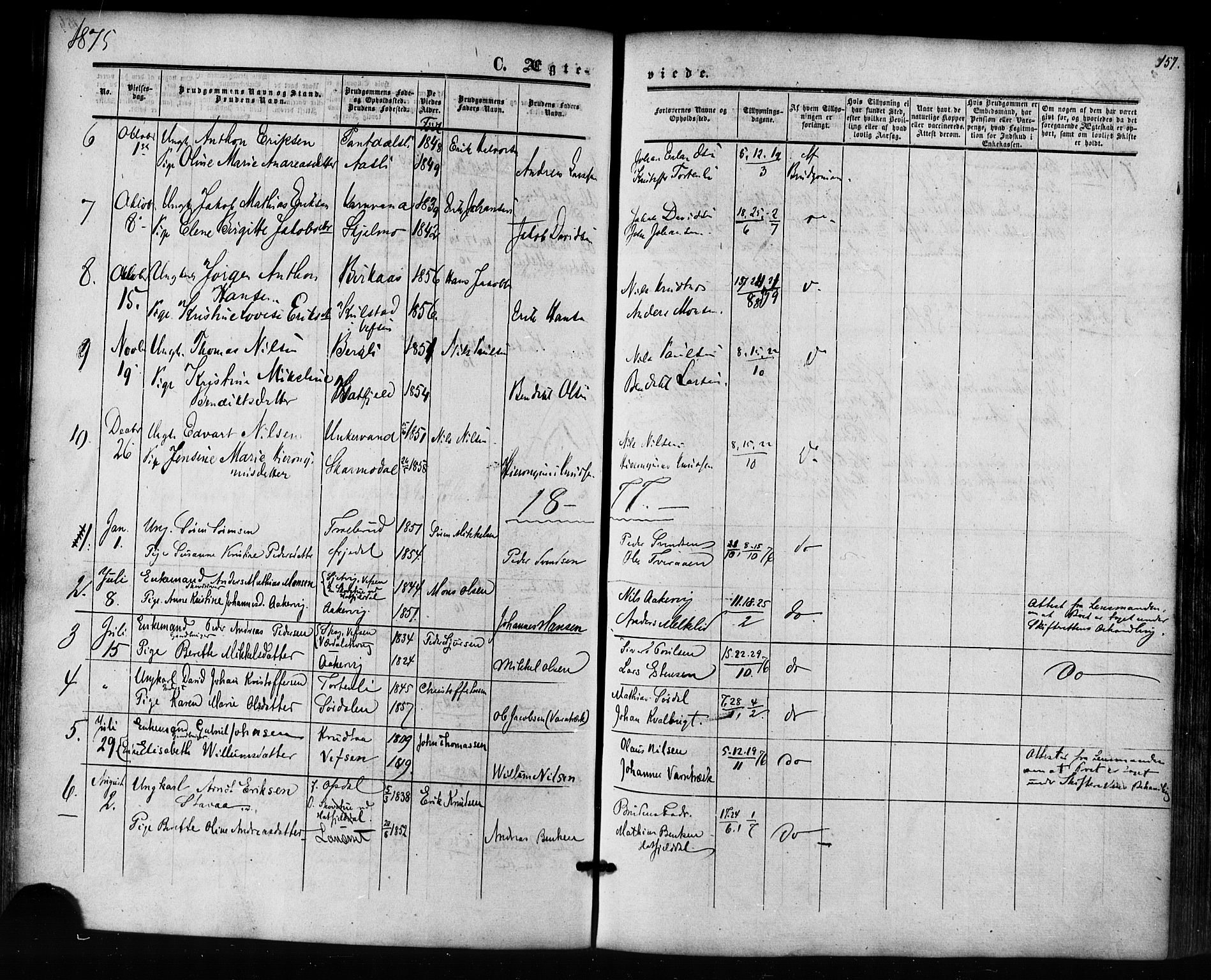 Ministerialprotokoller, klokkerbøker og fødselsregistre - Nordland, AV/SAT-A-1459/823/L0324: Ministerialbok nr. 823A01, 1860-1878, s. 157