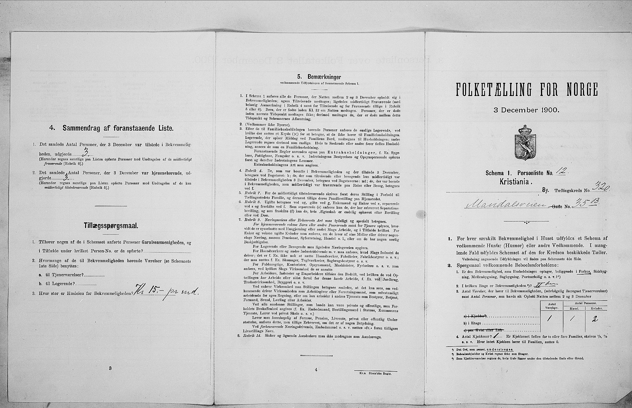 SAO, Folketelling 1900 for 0301 Kristiania kjøpstad, 1900, s. 55485