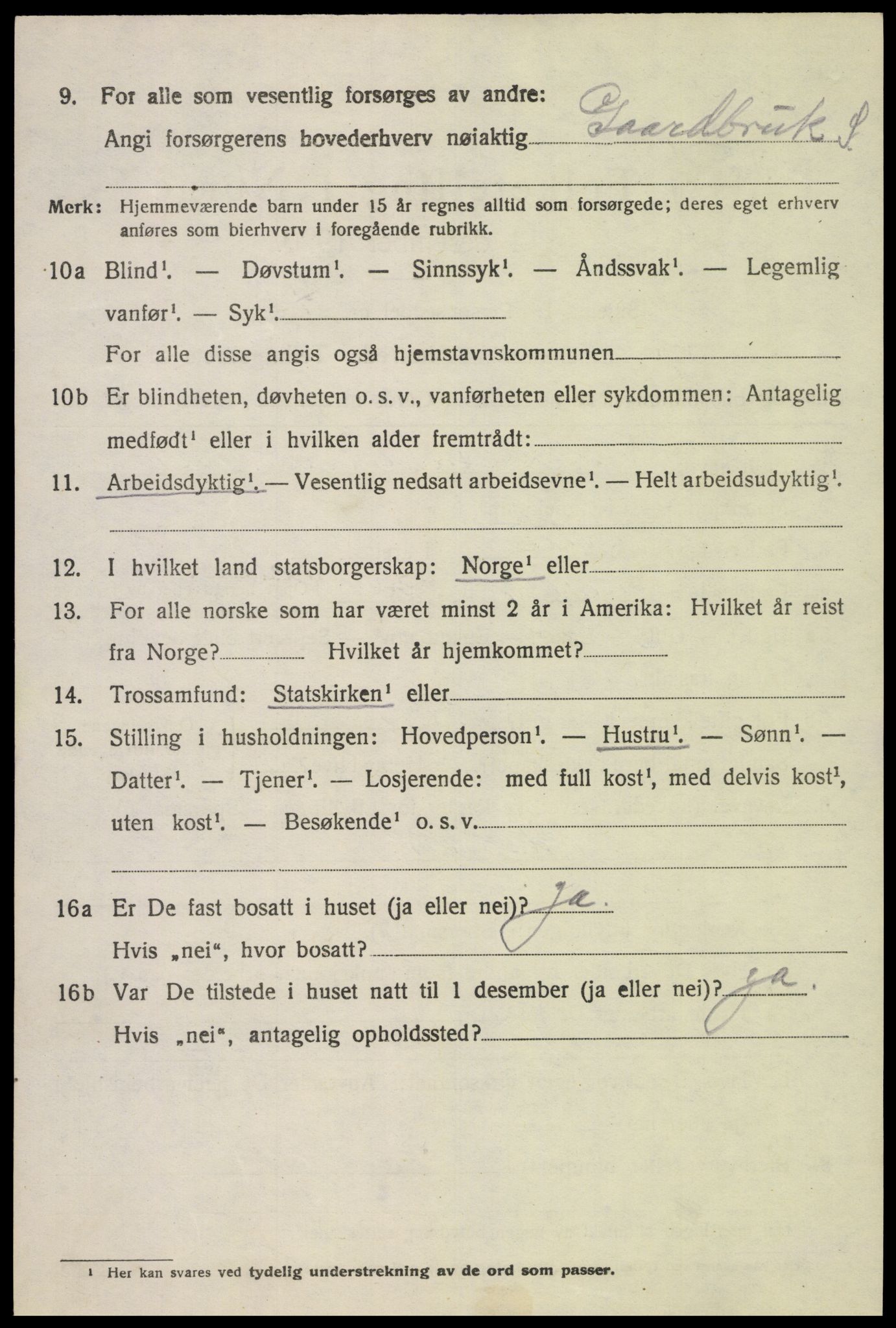 SAK, Folketelling 1920 for 1036 Fjotland herred, 1920, s. 1197