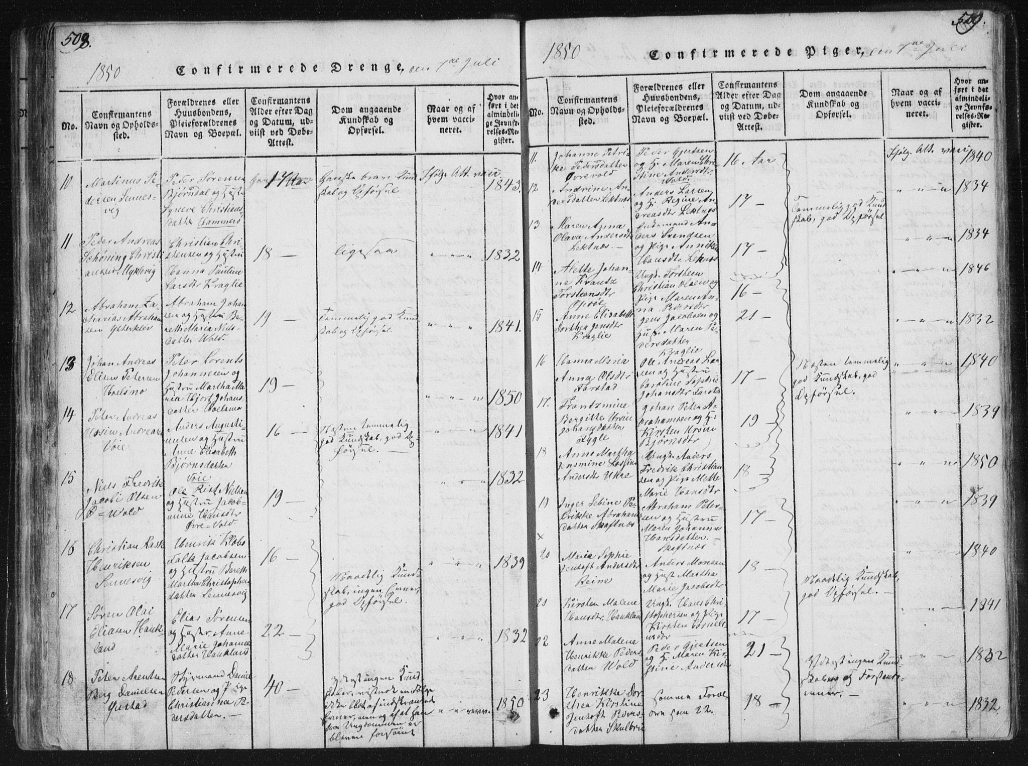 Ministerialprotokoller, klokkerbøker og fødselsregistre - Nordland, SAT/A-1459/881/L1164: Klokkerbok nr. 881C01, 1818-1853, s. 508-509