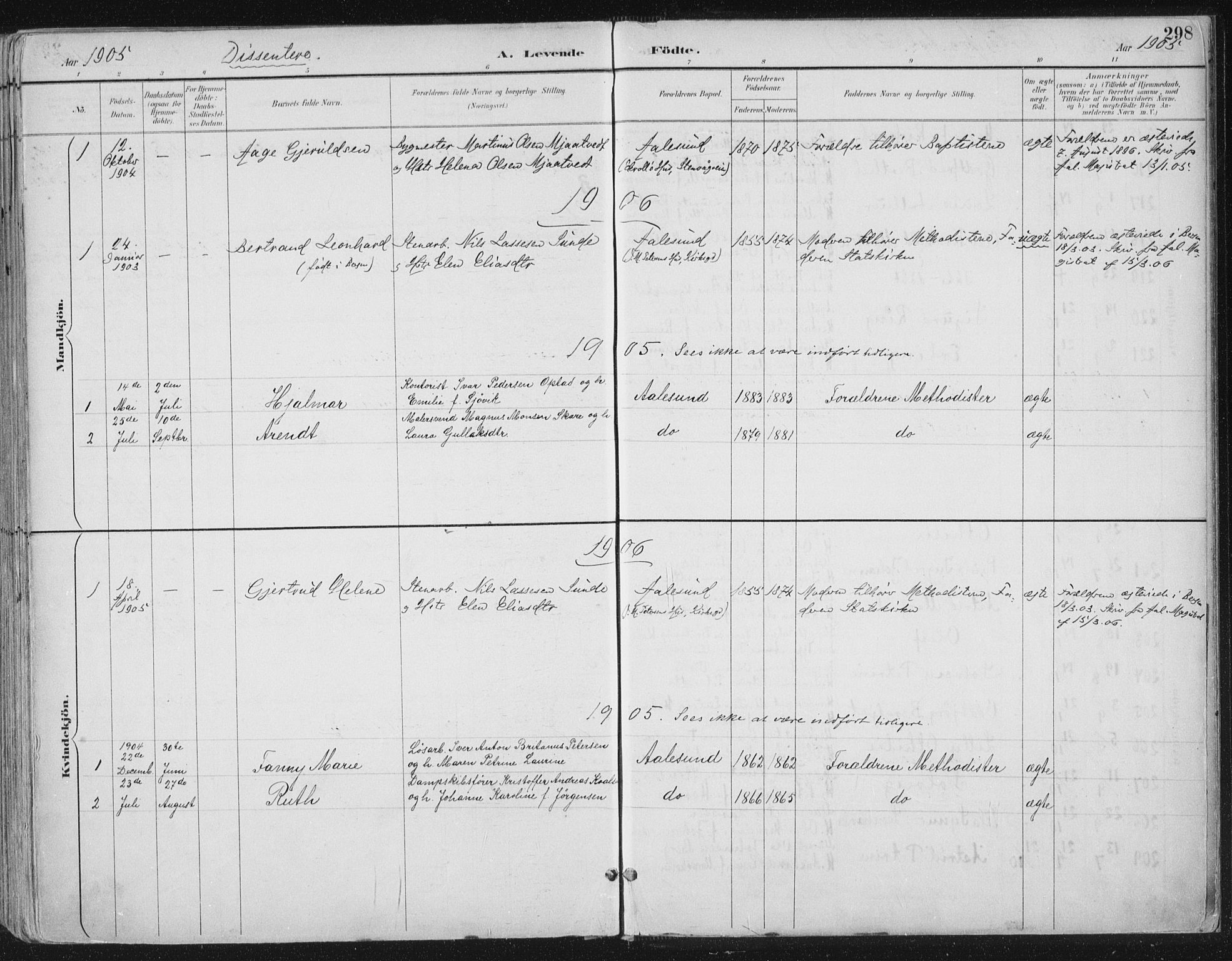 Ministerialprotokoller, klokkerbøker og fødselsregistre - Møre og Romsdal, SAT/A-1454/529/L0456: Ministerialbok nr. 529A06, 1894-1906, s. 298