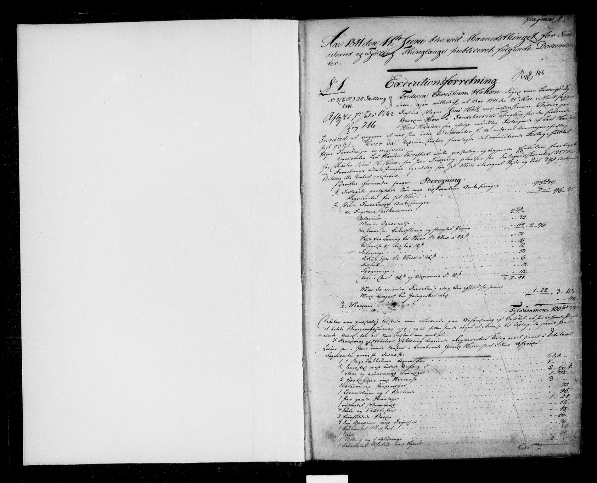 Larvik sorenskriveri, AV/SAKO-A-83/G/Ga/Gab/L0009: Pantebok nr. II 9, 1841-1846, s. 0-1