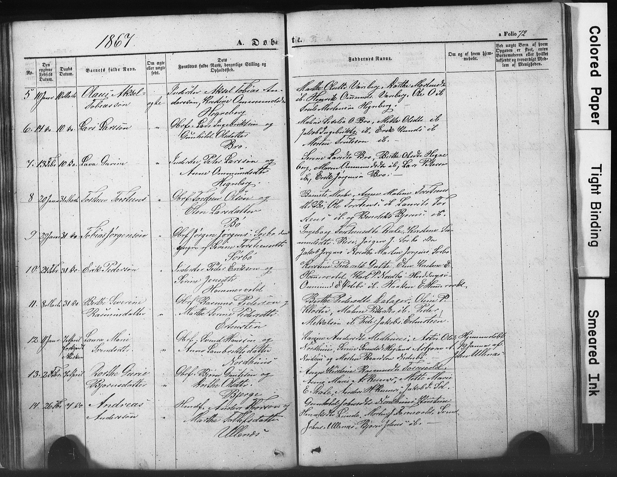 Rennesøy sokneprestkontor, AV/SAST-A -101827/H/Ha/Hab/L0002: Klokkerbok nr. B 2, 1852-1880, s. 72