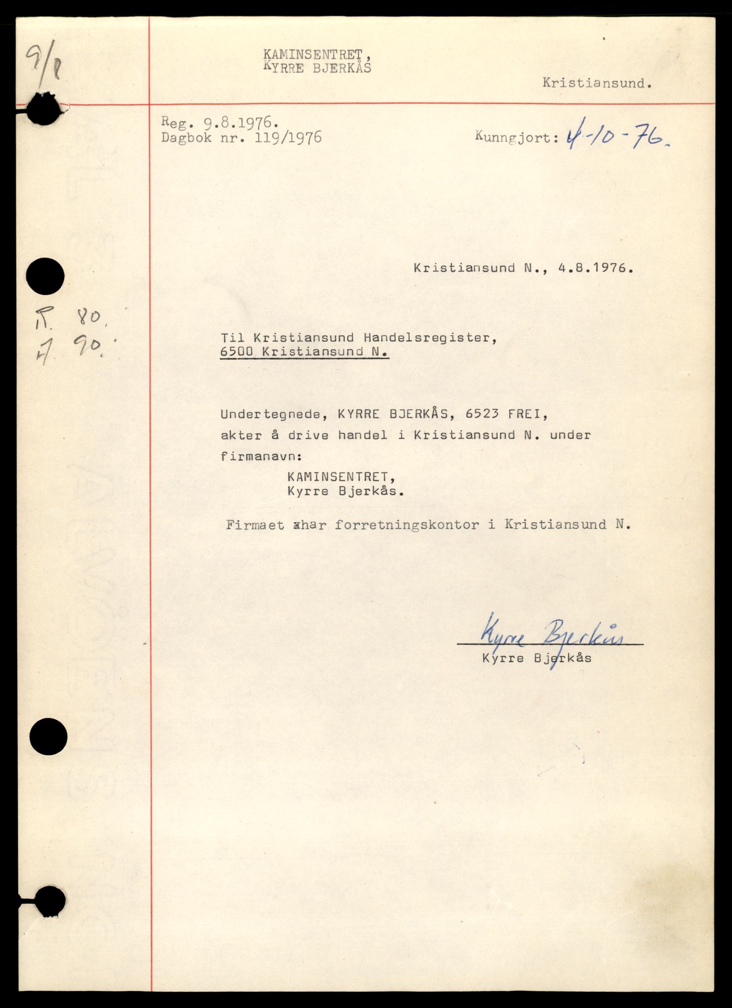 Kristiansund sorenskriveri, AV/SAT-A-0019/2/J/Jc/Jca/L0002: Enkeltmannsforetak, K-Å, 1944-1990, s. 7