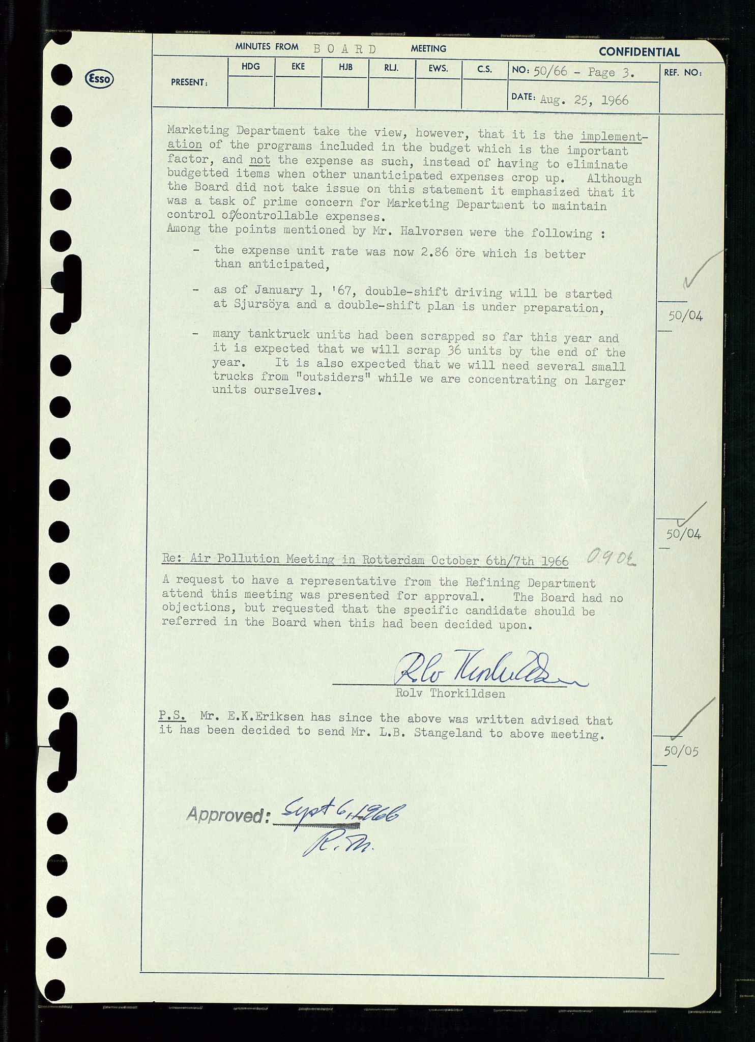 Pa 0982 - Esso Norge A/S, AV/SAST-A-100448/A/Aa/L0002/0002: Den administrerende direksjon Board minutes (styrereferater) / Den administrerende direksjon Board minutes (styrereferater), 1966, s. 107