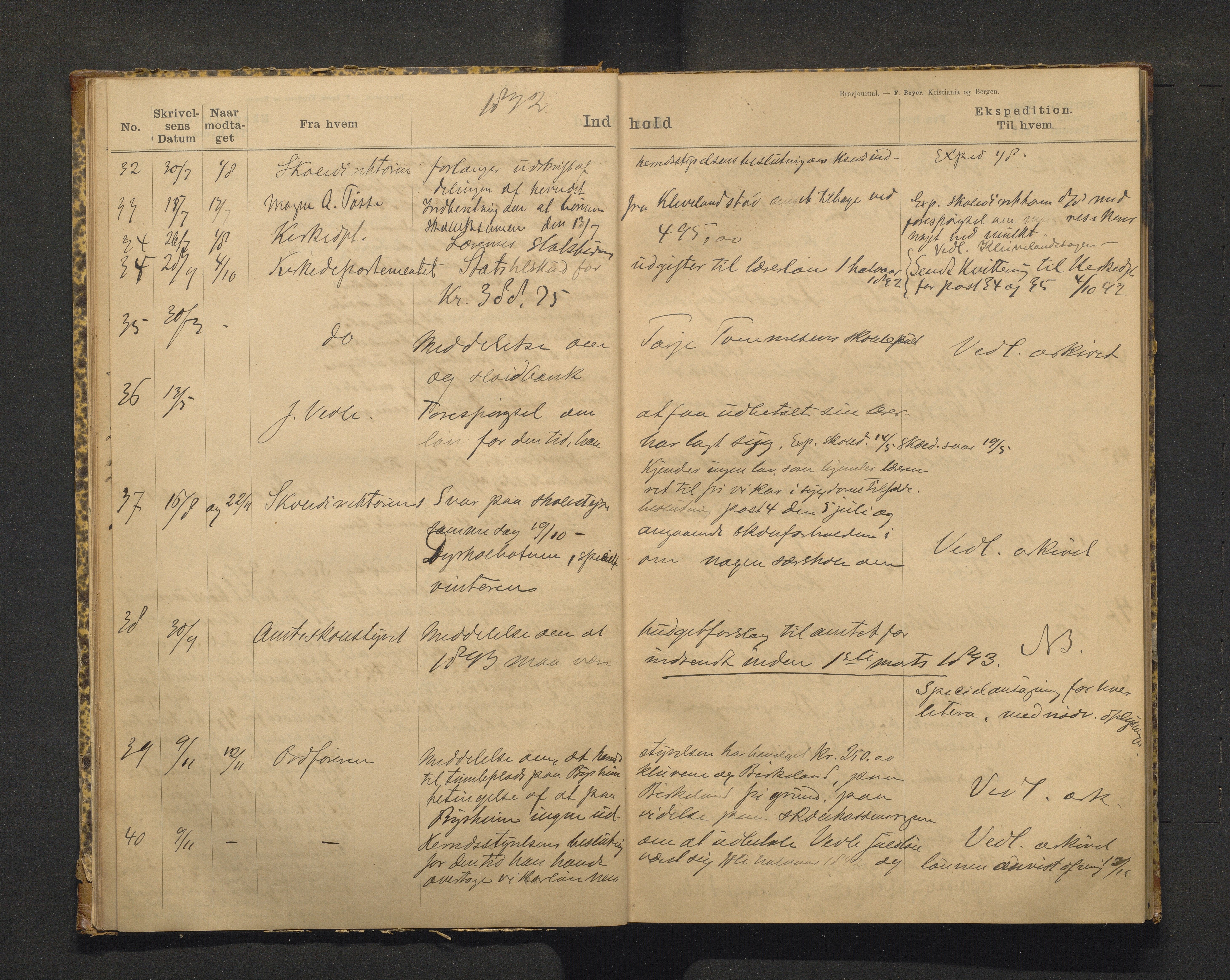 Hosanger kommune. Skulestyret, IKAH/1253a-211/C/Ca/L0001: Postjournal for Hosanger skulestyre, 1890-1919