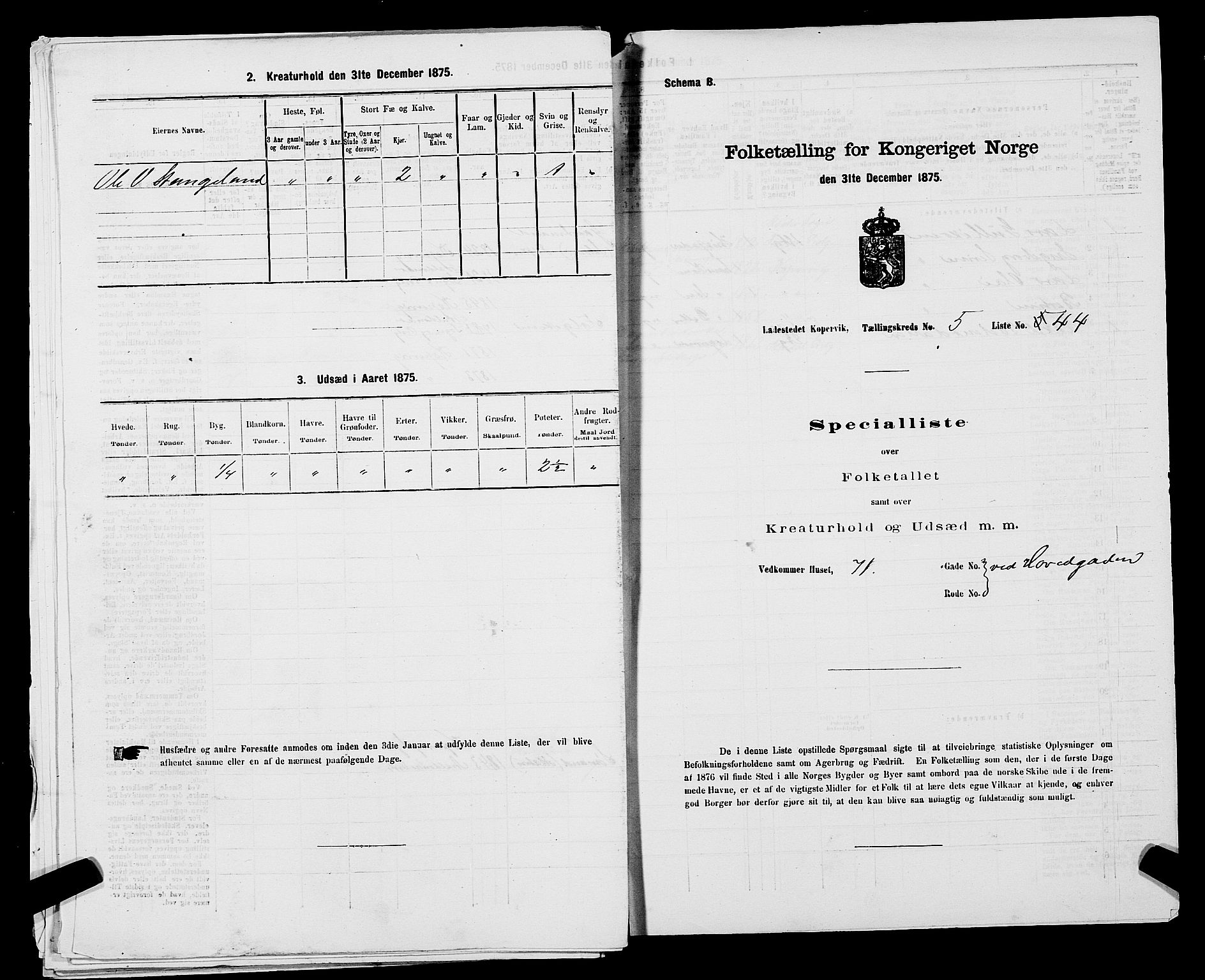 SAST, Folketelling 1875 for 1105B Avaldsnes prestegjeld, Kopervik ladested, 1875, s. 86