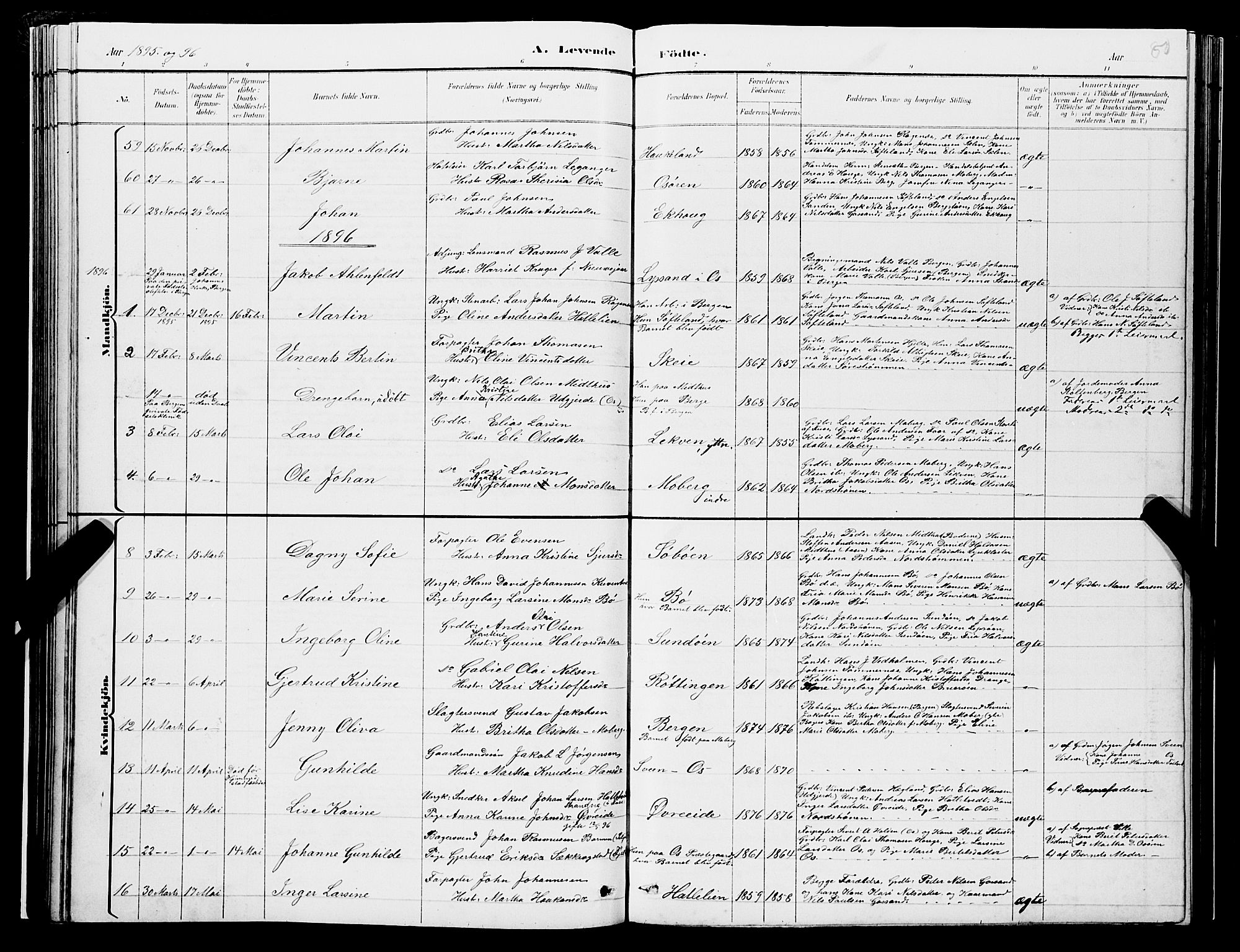 Os sokneprestembete, AV/SAB-A-99929: Klokkerbok nr. A 2, 1880-1896, s. 80