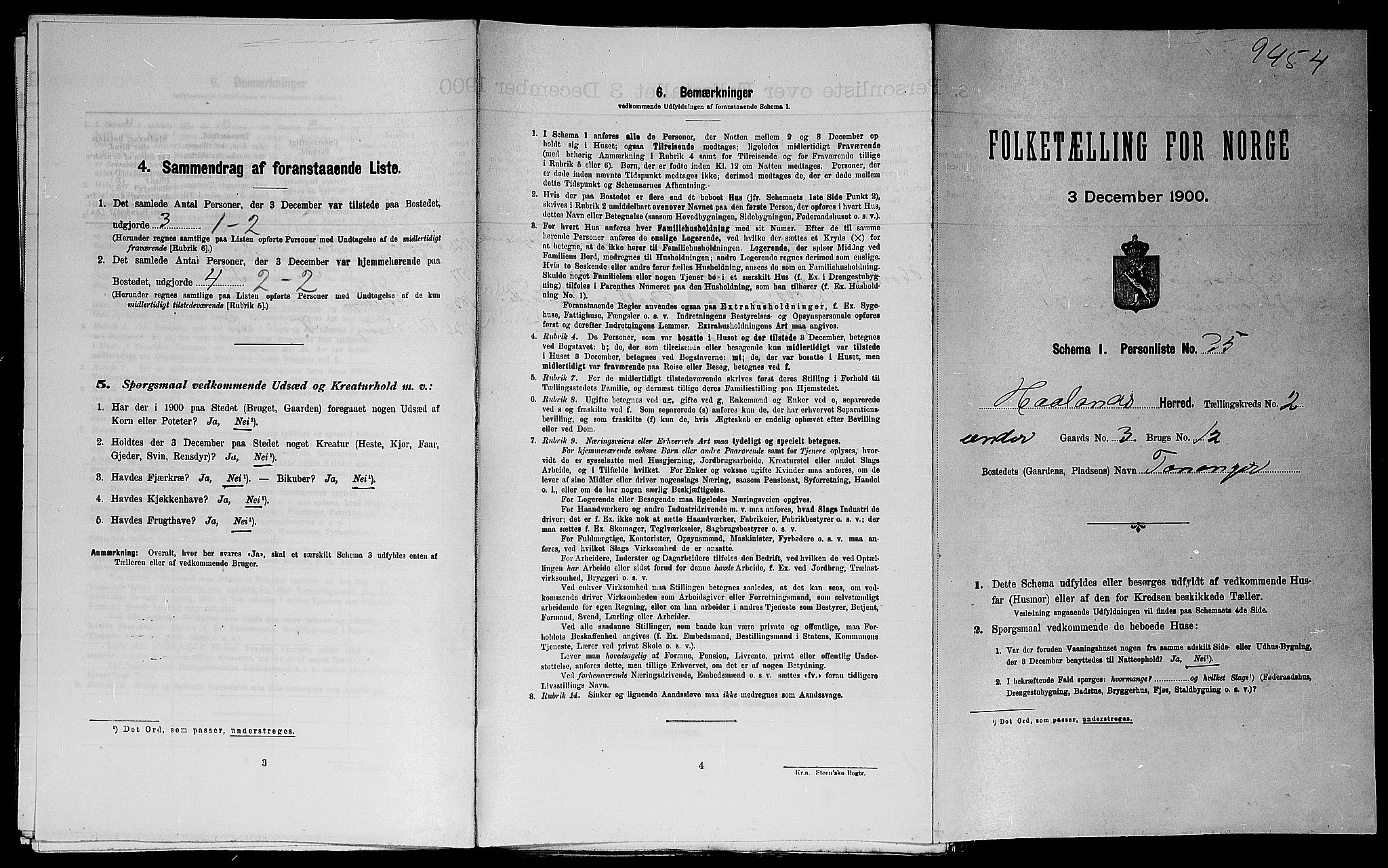 SAST, Folketelling 1900 for 1124 Haaland herred, 1900, s. 439