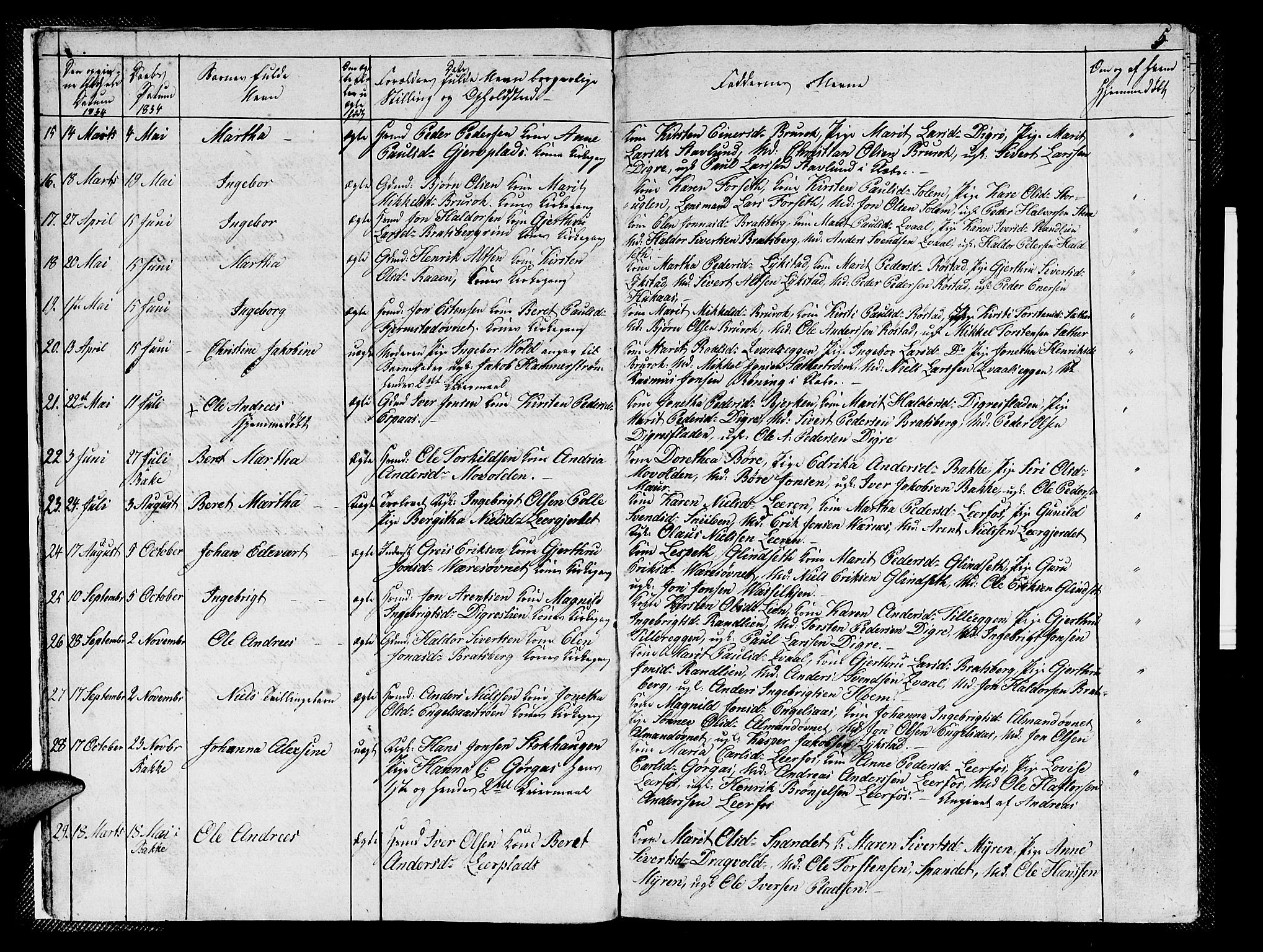 Ministerialprotokoller, klokkerbøker og fødselsregistre - Sør-Trøndelag, SAT/A-1456/608/L0338: Klokkerbok nr. 608C04, 1831-1843, s. 5