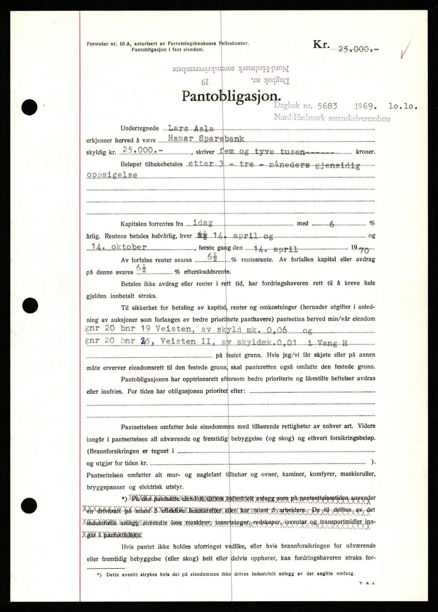 Nord-Hedmark sorenskriveri, SAH/TING-012/H/Hb/Hbf/L0081: Pantebok nr. B81, 1969-1969, Dagboknr: 5683/1969