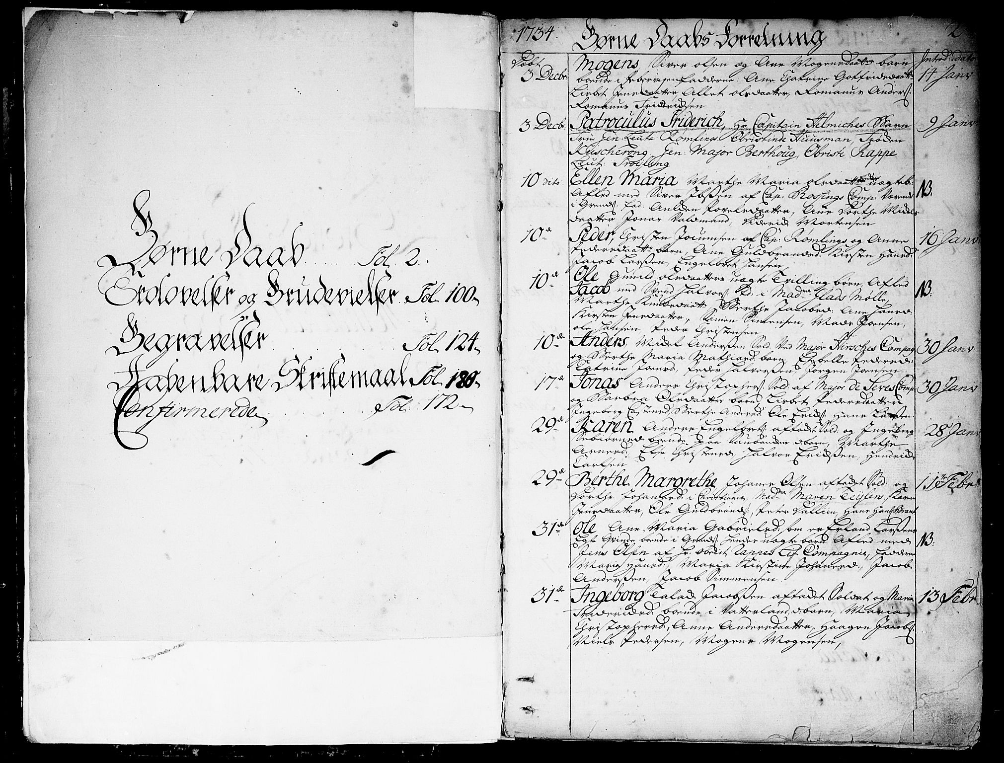 Garnisonsmenigheten Kirkebøker, AV/SAO-A-10846/F/Fa/L0001: Ministerialbok nr. 1, 1734-1756, s. 2