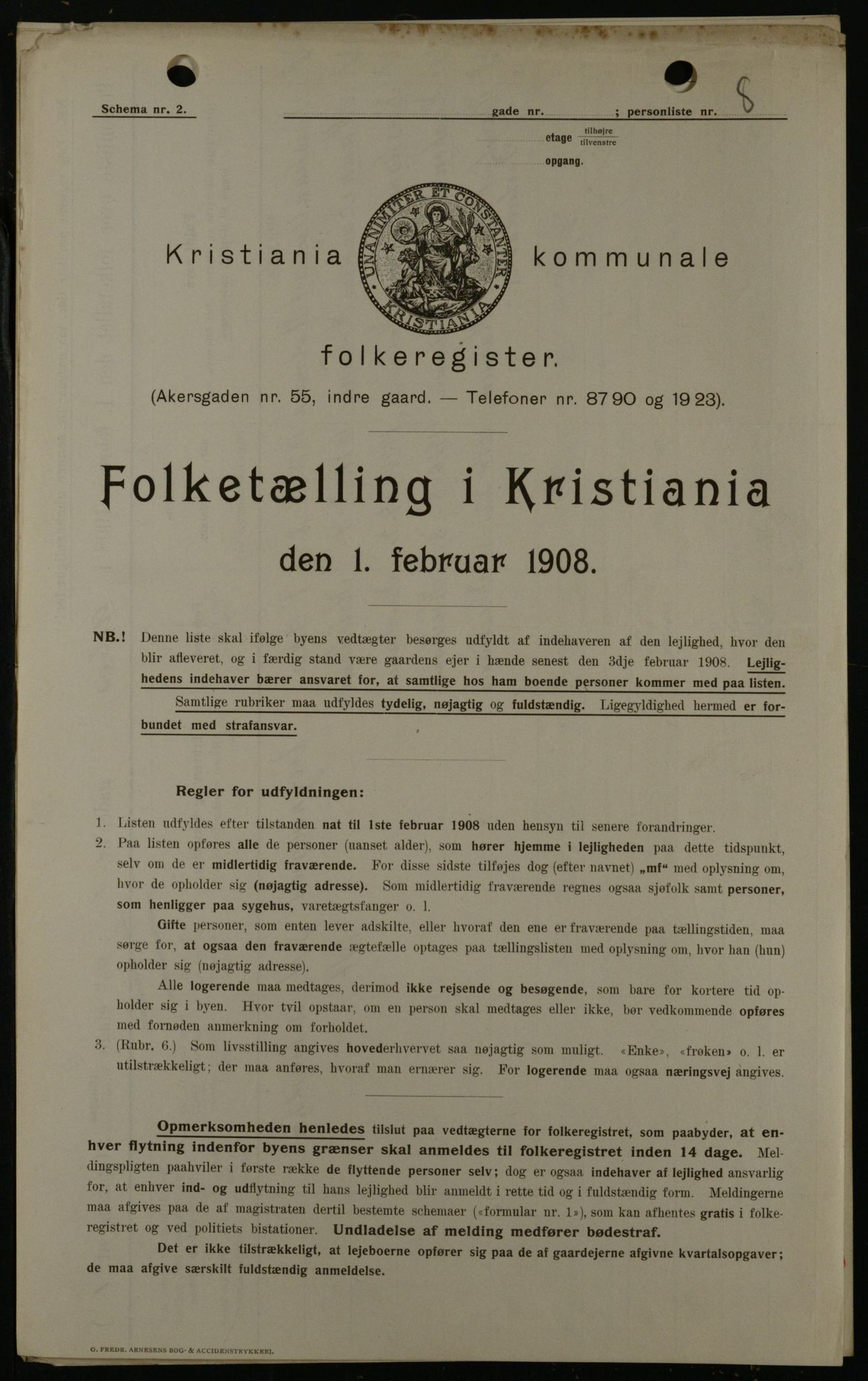 OBA, Kommunal folketelling 1.2.1908 for Kristiania kjøpstad, 1908, s. 1915