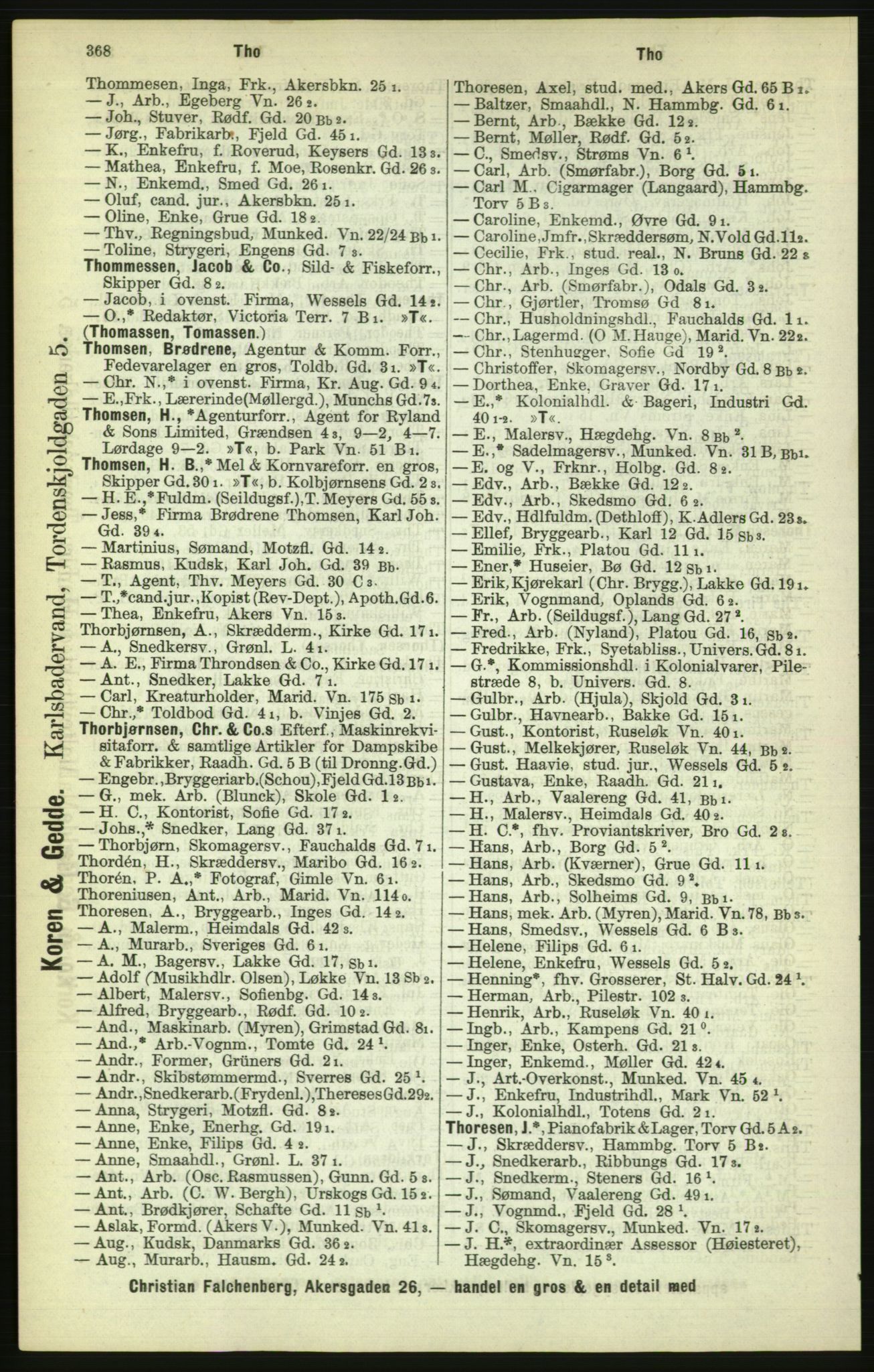 Kristiania/Oslo adressebok, PUBL/-, 1886, s. 368