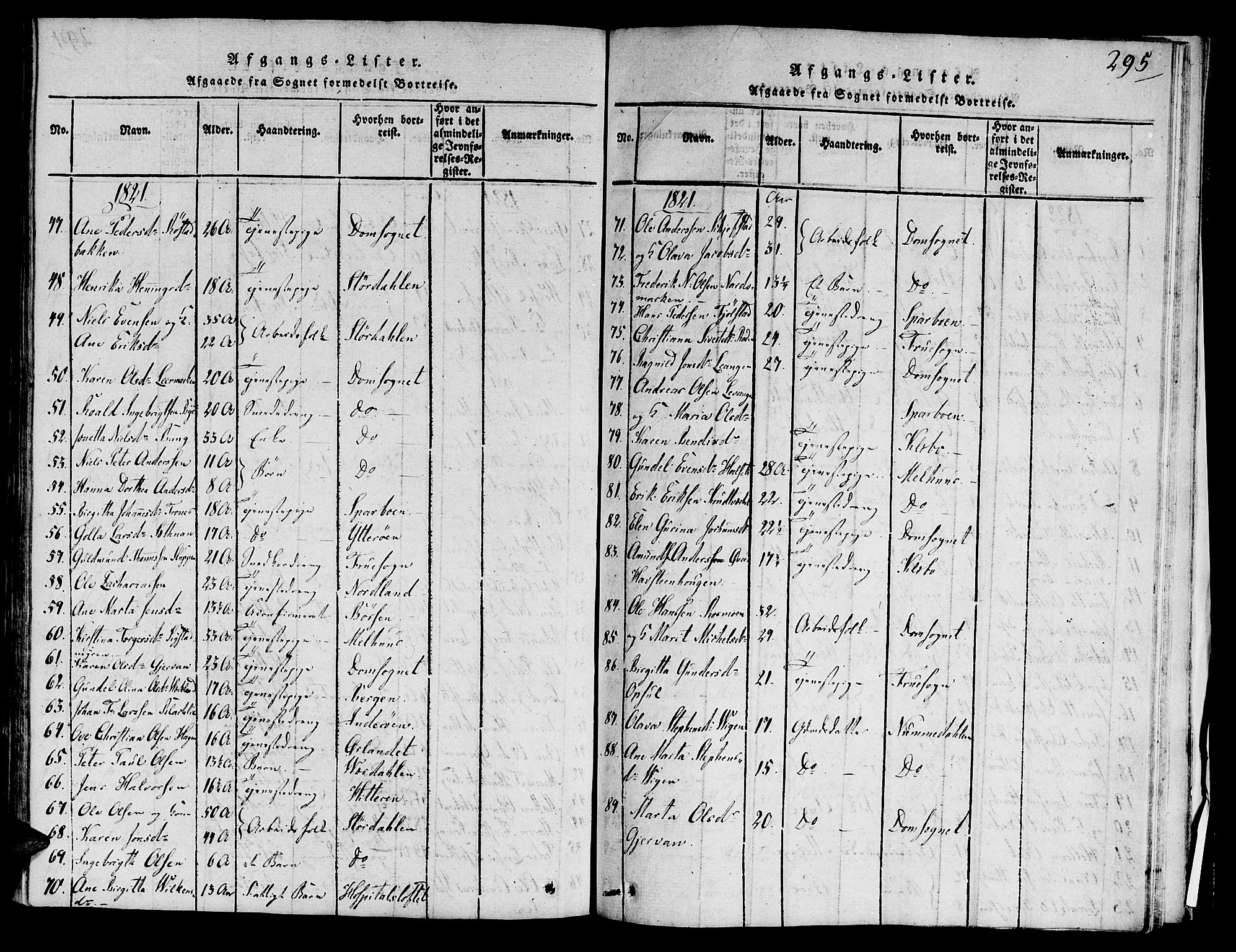 Ministerialprotokoller, klokkerbøker og fødselsregistre - Sør-Trøndelag, SAT/A-1456/606/L0283: Ministerialbok nr. 606A03 /1, 1818-1823, s. 295