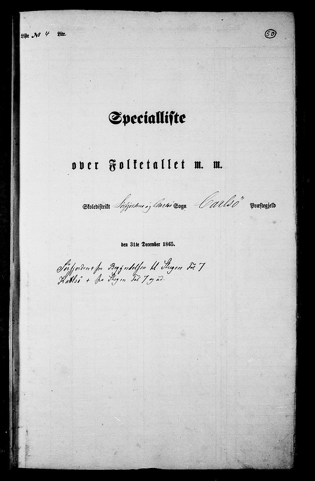 RA, Folketelling 1865 for 1936P Karlsøy prestegjeld, 1865, s. 50