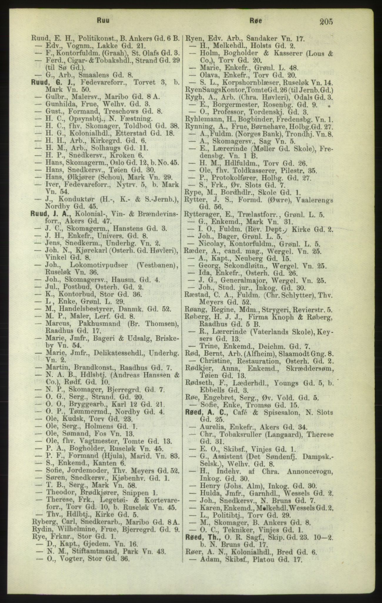 Kristiania/Oslo adressebok, PUBL/-, 1882, s. 205