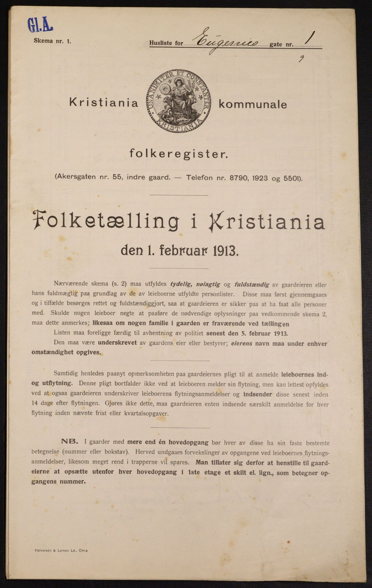 OBA, Kommunal folketelling 1.2.1913 for Kristiania, 1913, s. 22747