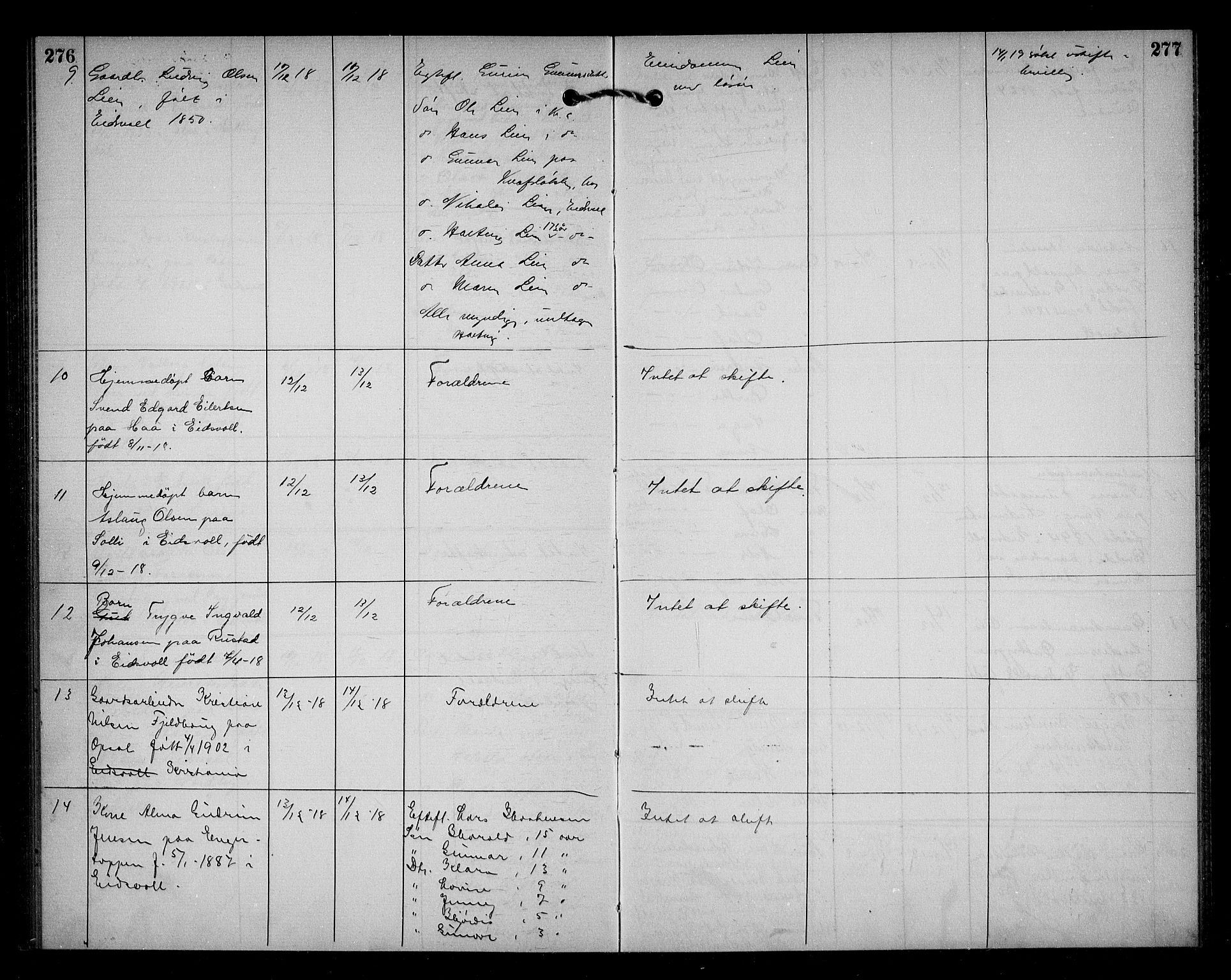 Eidsvoll lensmannskontor, AV/SAO-A-10266a/H/Ha/Haa/L0004: Dødsfallprotokoll, 1912-1921, s. 276-277
