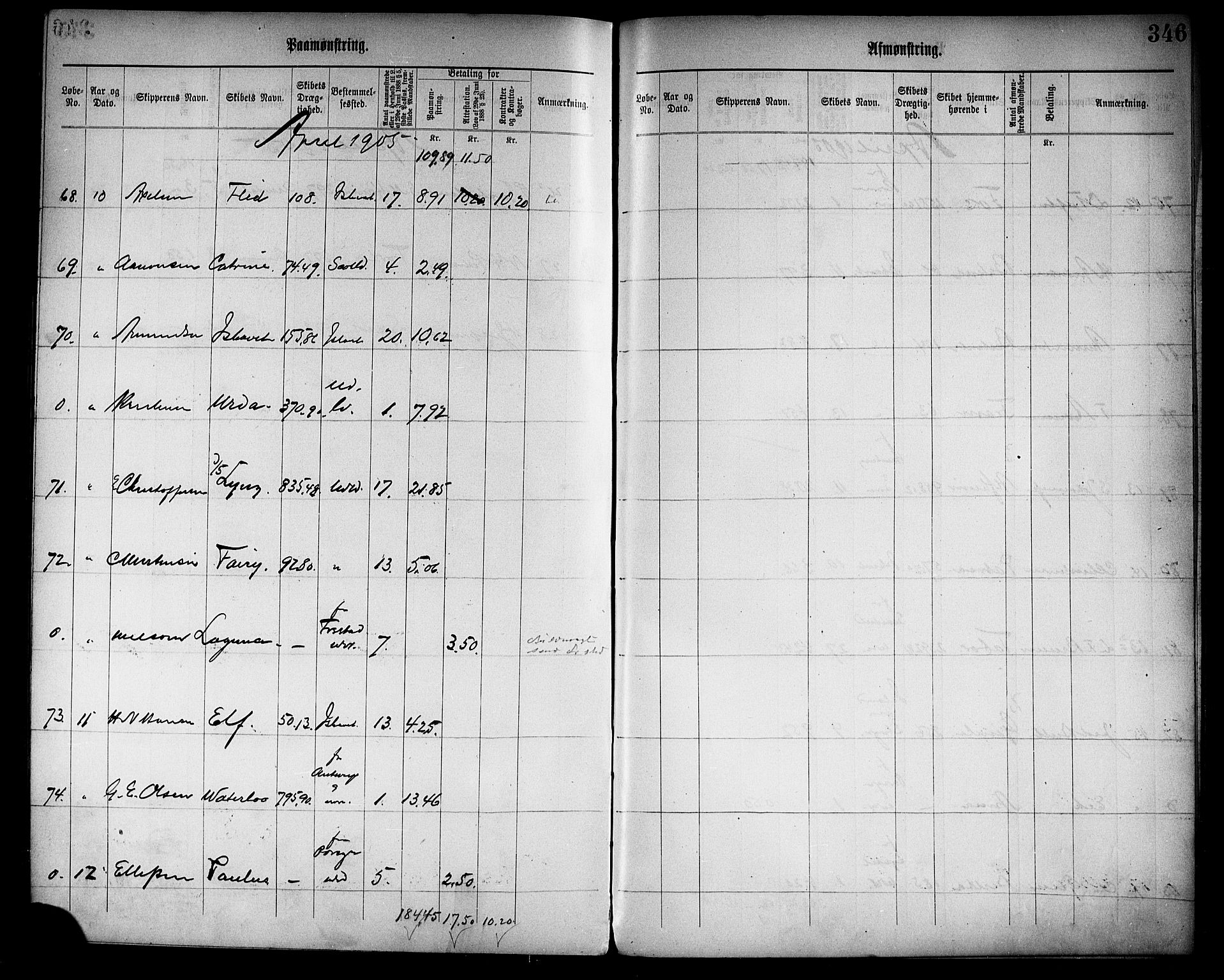 Tønsberg innrulleringskontor, AV/SAKO-A-786/H/Ha/L0005: Mønstringsjournal, 1896-1906, s. 350
