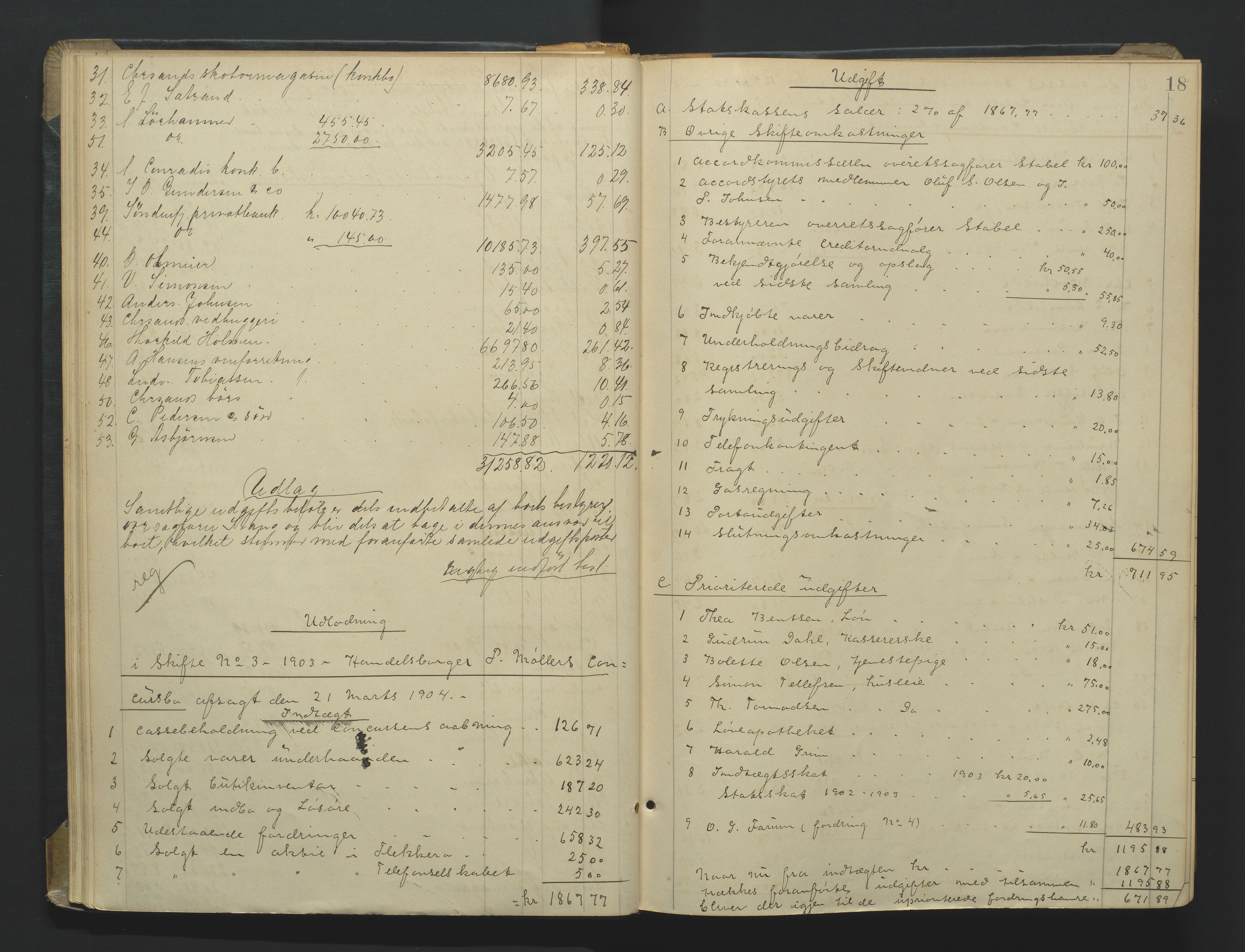 Kristiansand byrett, AV/SAK-1223-0001/H/Hc/L0060: Skifteutlodningsprotokoll nr. 6, med register, 1903-1916, s. 18