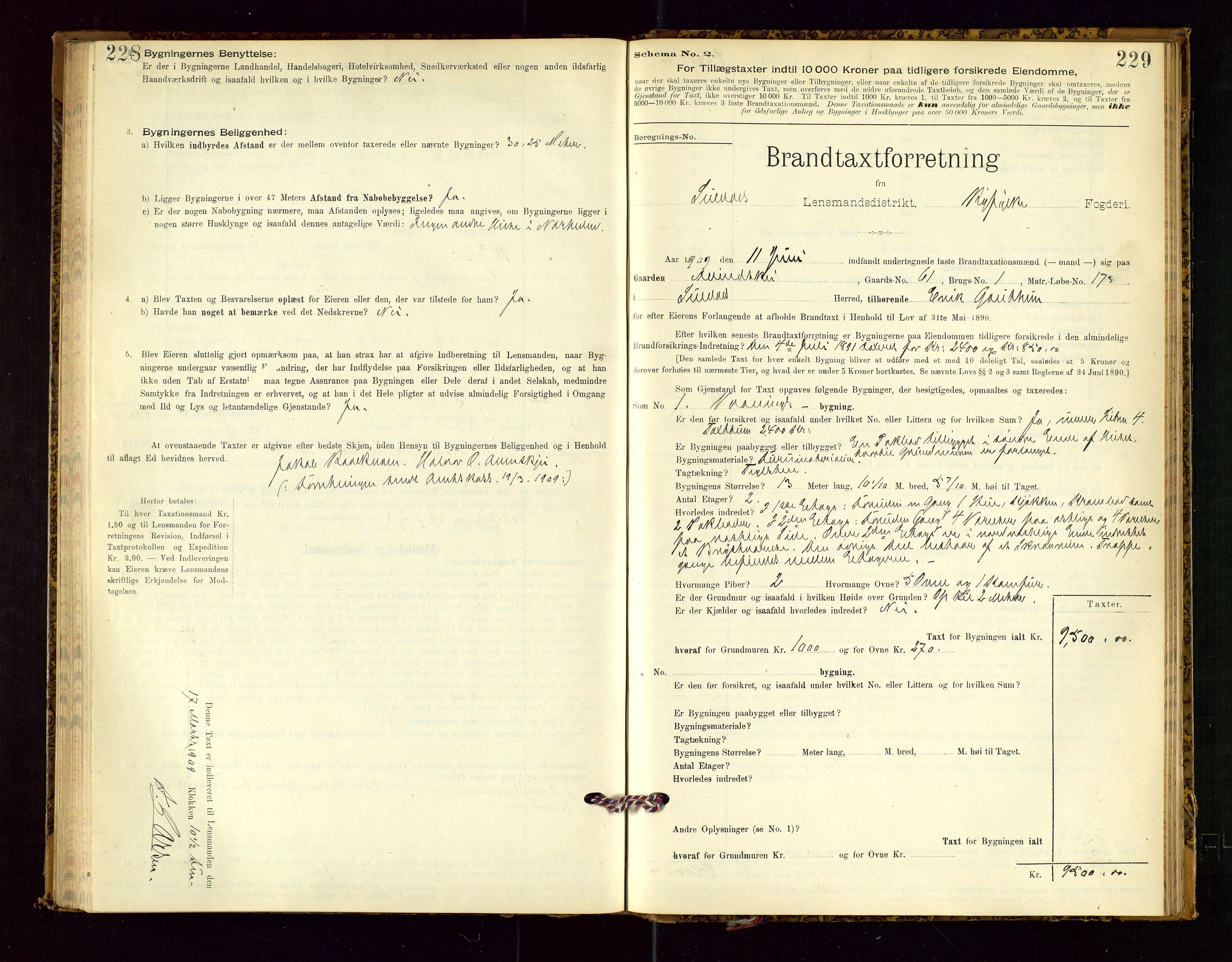 Suldal lensmannskontor, SAST/A-100419/Gob/L0001: "Brandtaxationsprotokol", 1894-1923, s. 228-229