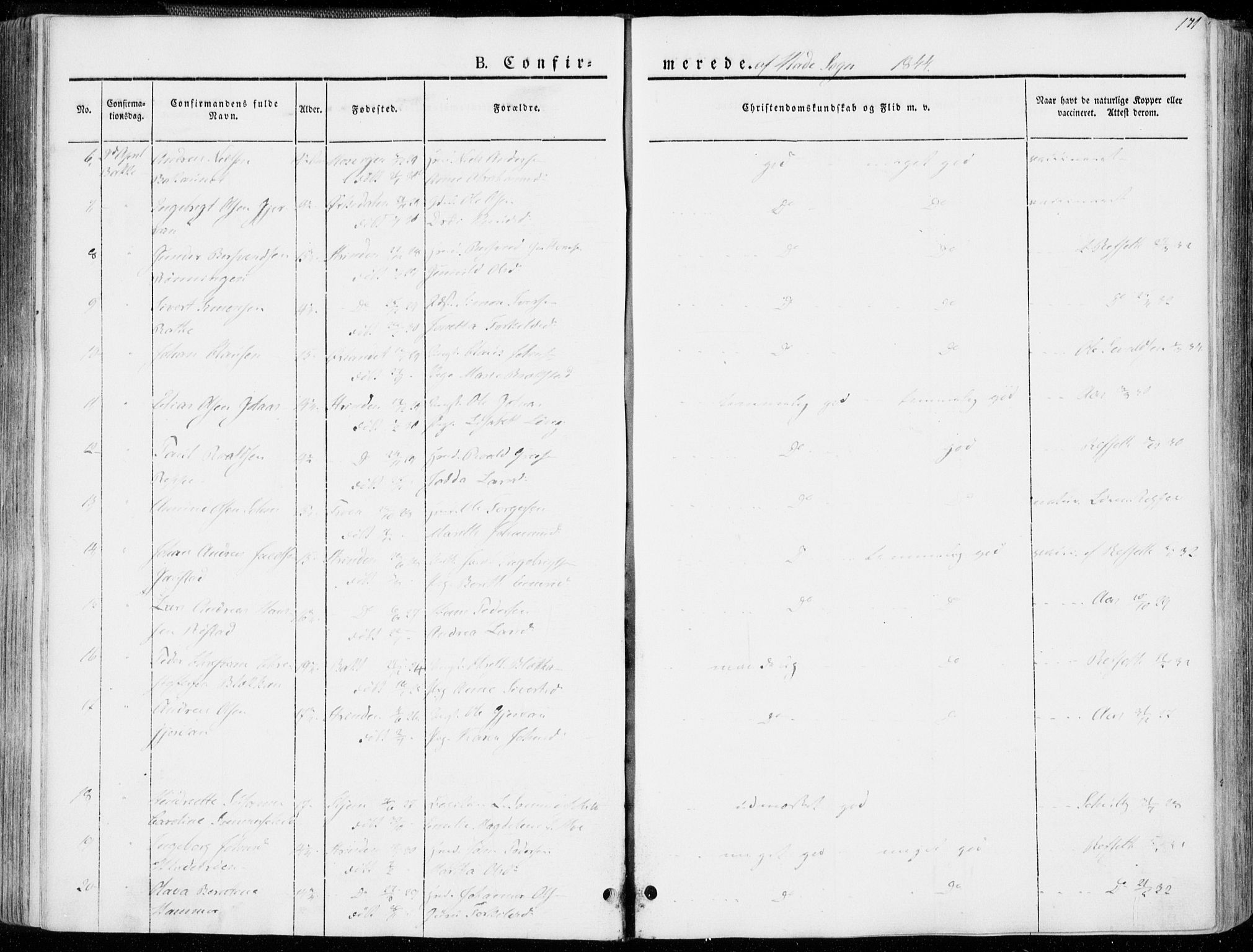 Ministerialprotokoller, klokkerbøker og fødselsregistre - Sør-Trøndelag, SAT/A-1456/606/L0290: Ministerialbok nr. 606A05, 1841-1847, s. 171