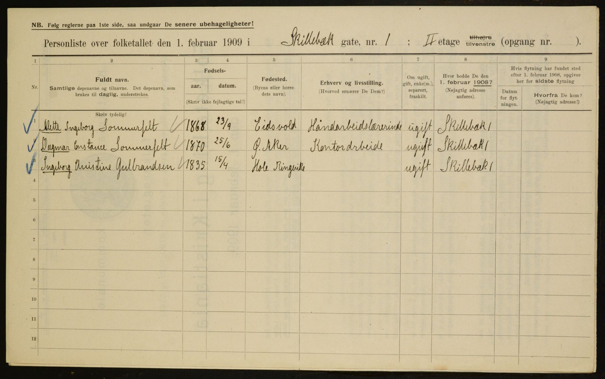 OBA, Kommunal folketelling 1.2.1909 for Kristiania kjøpstad, 1909, s. 86493