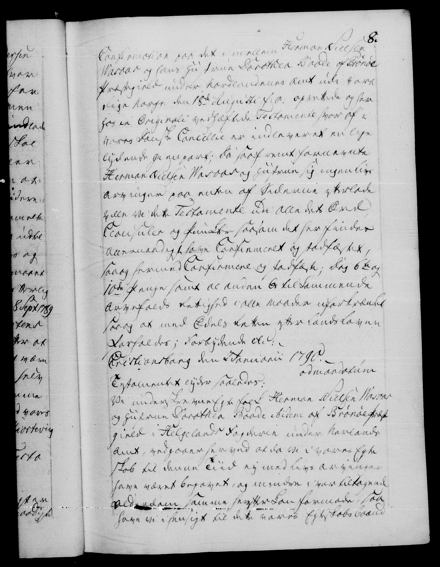 Danske Kanselli 1572-1799, AV/RA-EA-3023/F/Fc/Fca/Fcaa/L0053: Norske registre, 1790-1791, s. 8a