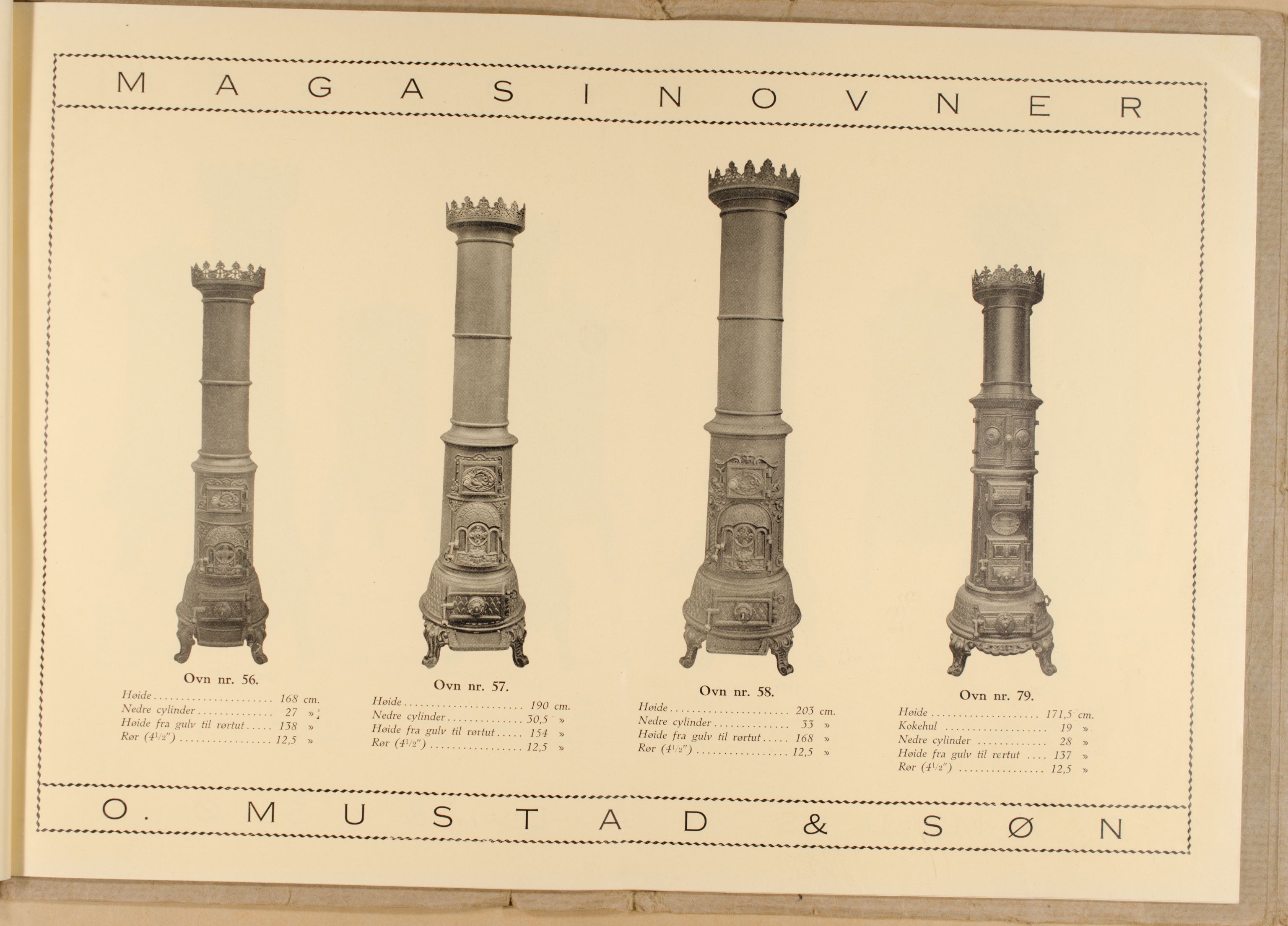 Næs Jernverksmuseets samling av historiske ovnskataloger, NESJ/NJM-006/01/L0012: O. Mustad & Søn, Støpegods Katalog, 1889-1910
