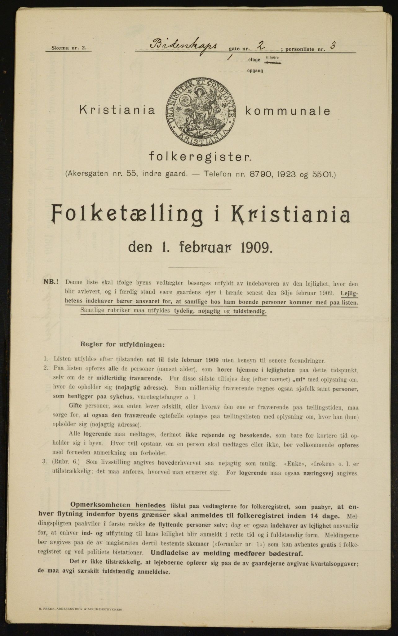 OBA, Kommunal folketelling 1.2.1909 for Kristiania kjøpstad, 1909, s. 4378