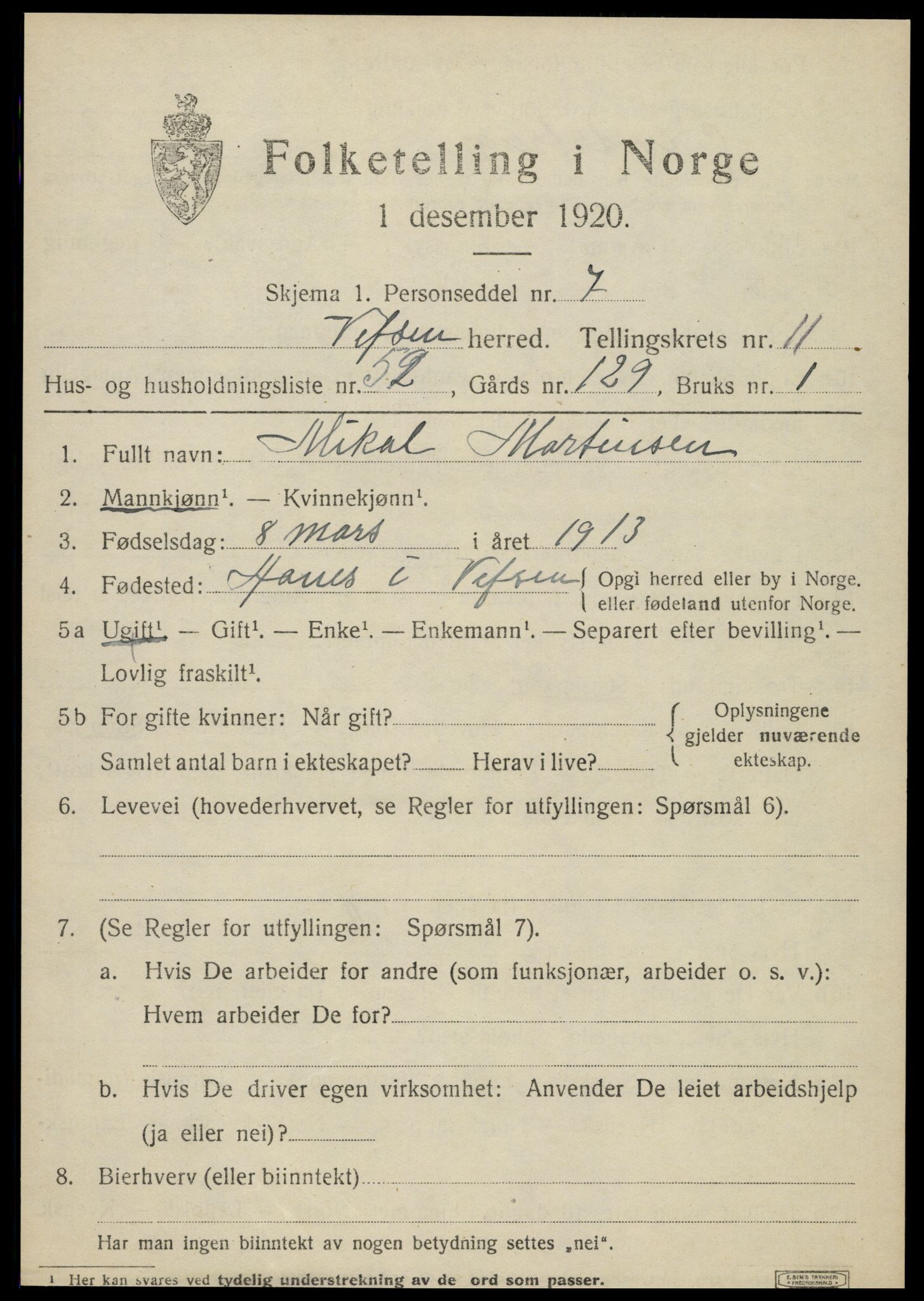 SAT, Folketelling 1920 for 1824 Vefsn herred, 1920, s. 9167