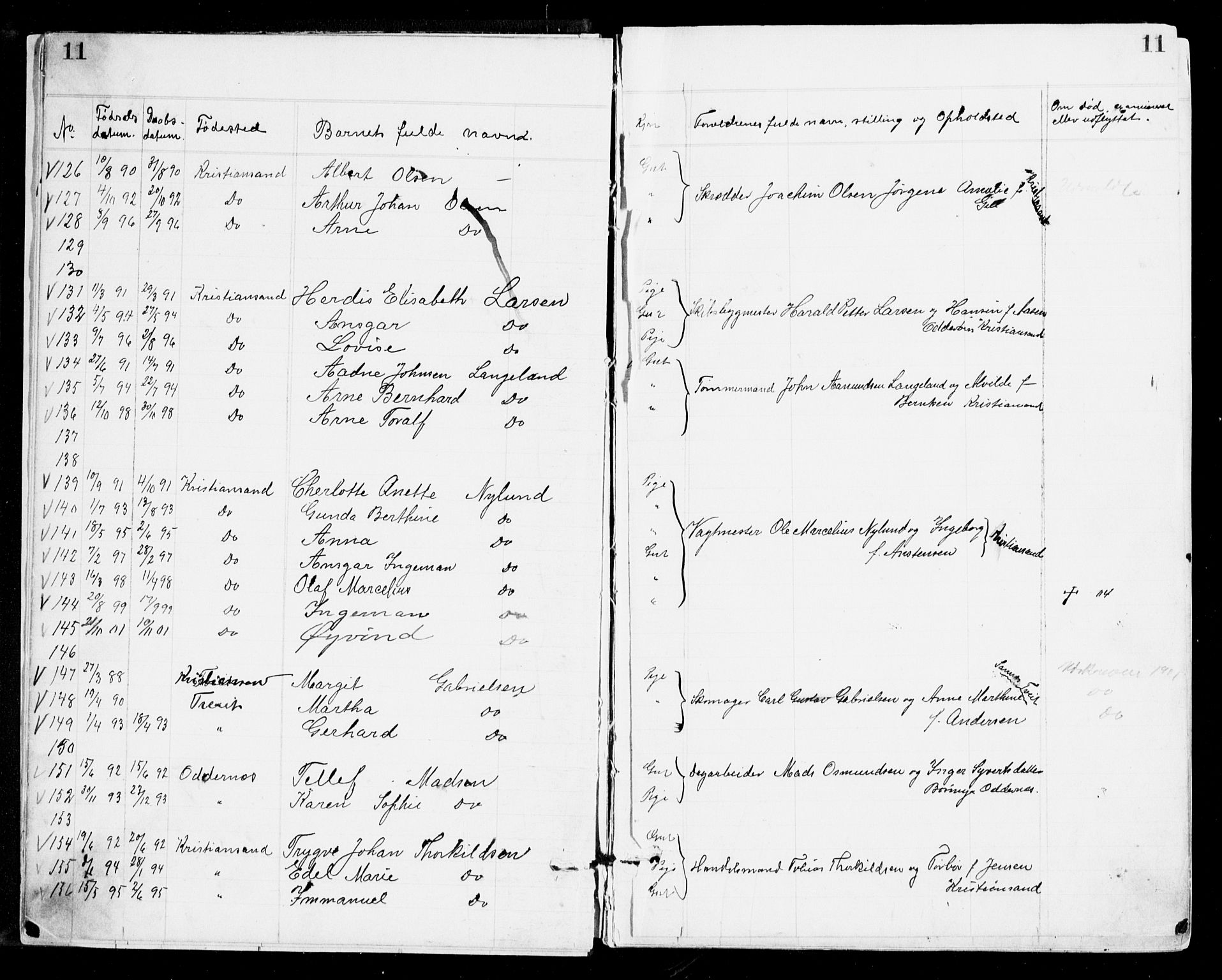 Den evangelisk-lutherske frikirke, Kristiansand, AV/SAK-1292-0017/F/Fa/L0002: Dissenterprotokoll nr. F 10, 1889-1892, s. 11