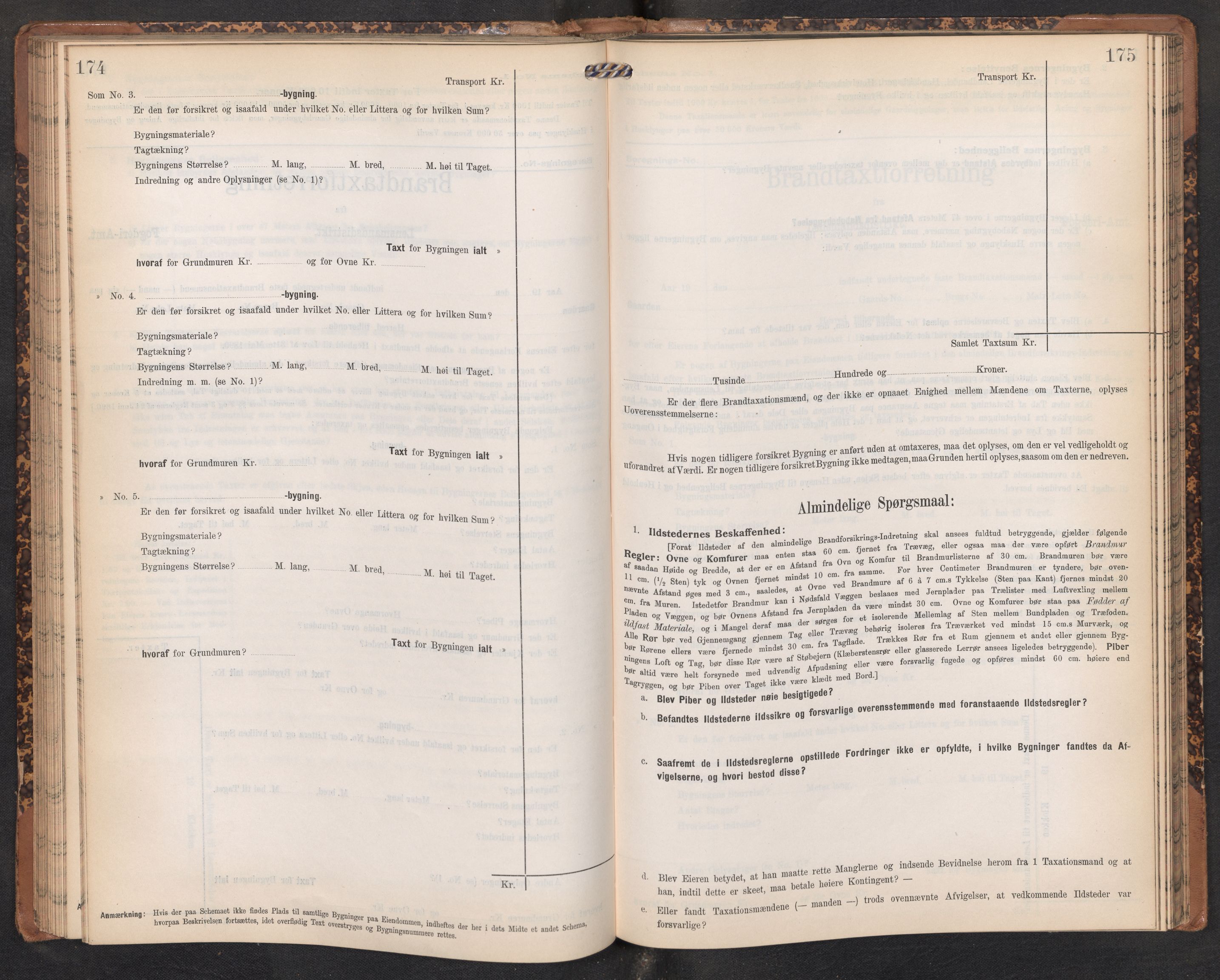 Lensmannen i Hafslo, AV/SAB-A-28001/0012/L0007: Branntakstprotokoll, skjematakst, 1905-1922, s. 174-175