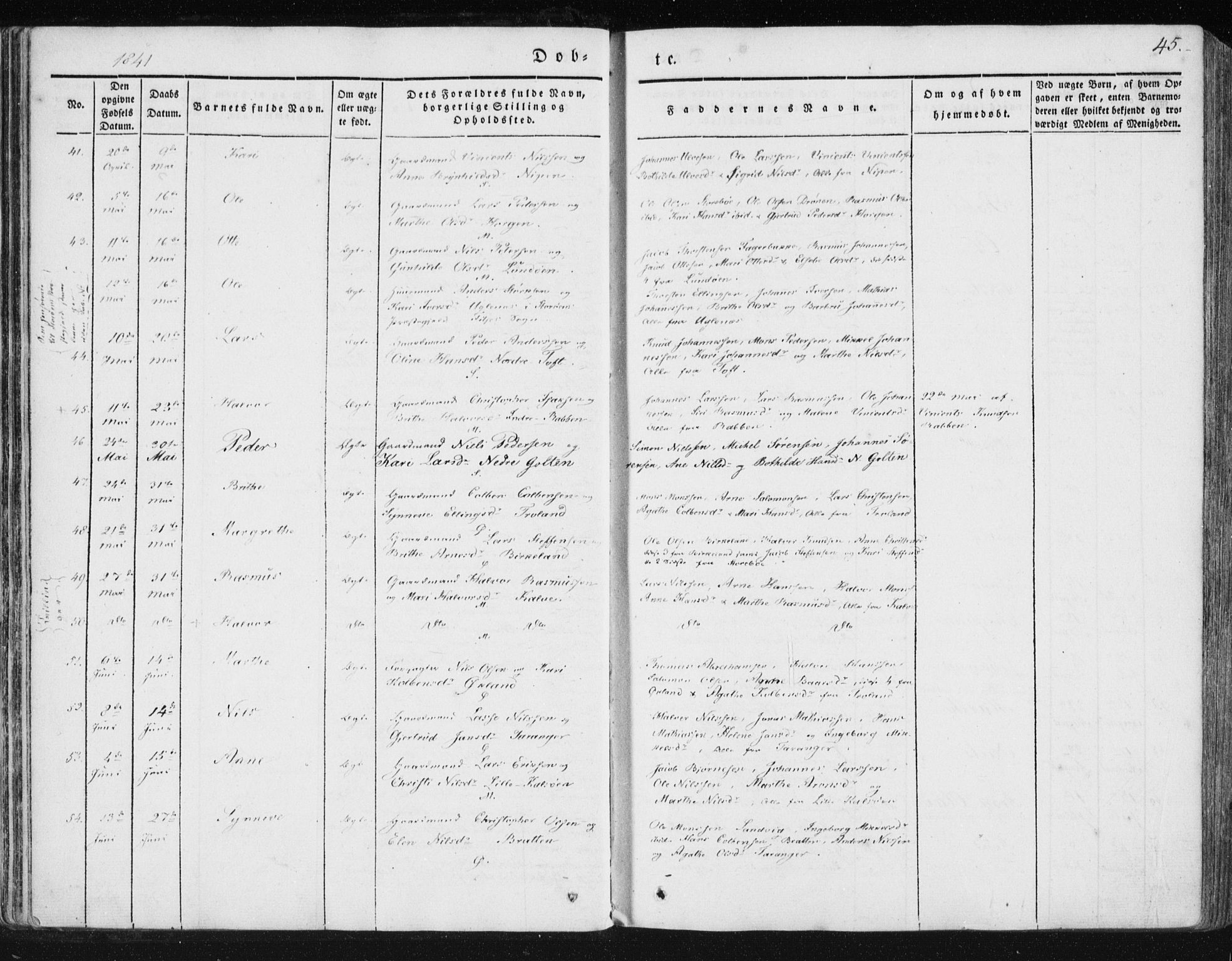 Sund sokneprestembete, AV/SAB-A-99930: Ministerialbok nr. A 13, 1835-1849, s. 45