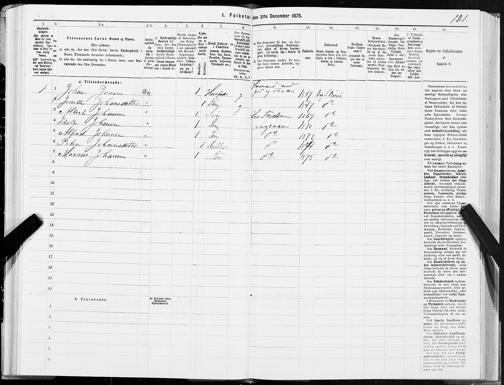 SAT, Folketelling 1875 for 1814P Brønnøy prestegjeld, 1875, s. 1131