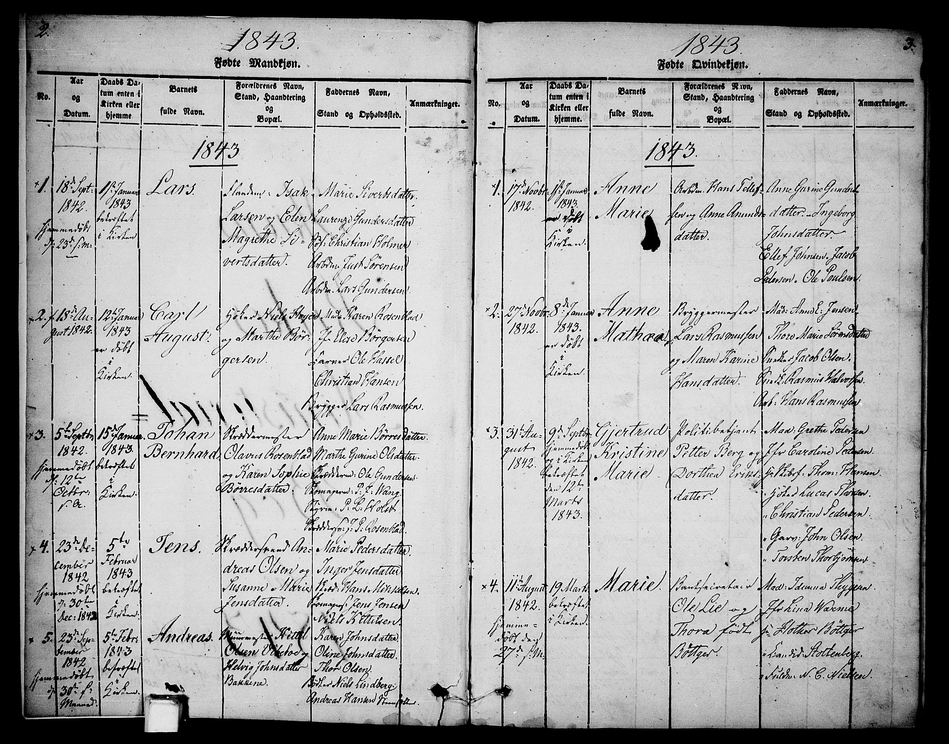 Skien kirkebøker, AV/SAKO-A-302/G/Ga/L0003: Klokkerbok nr. 3, 1843-1847, s. 2-3
