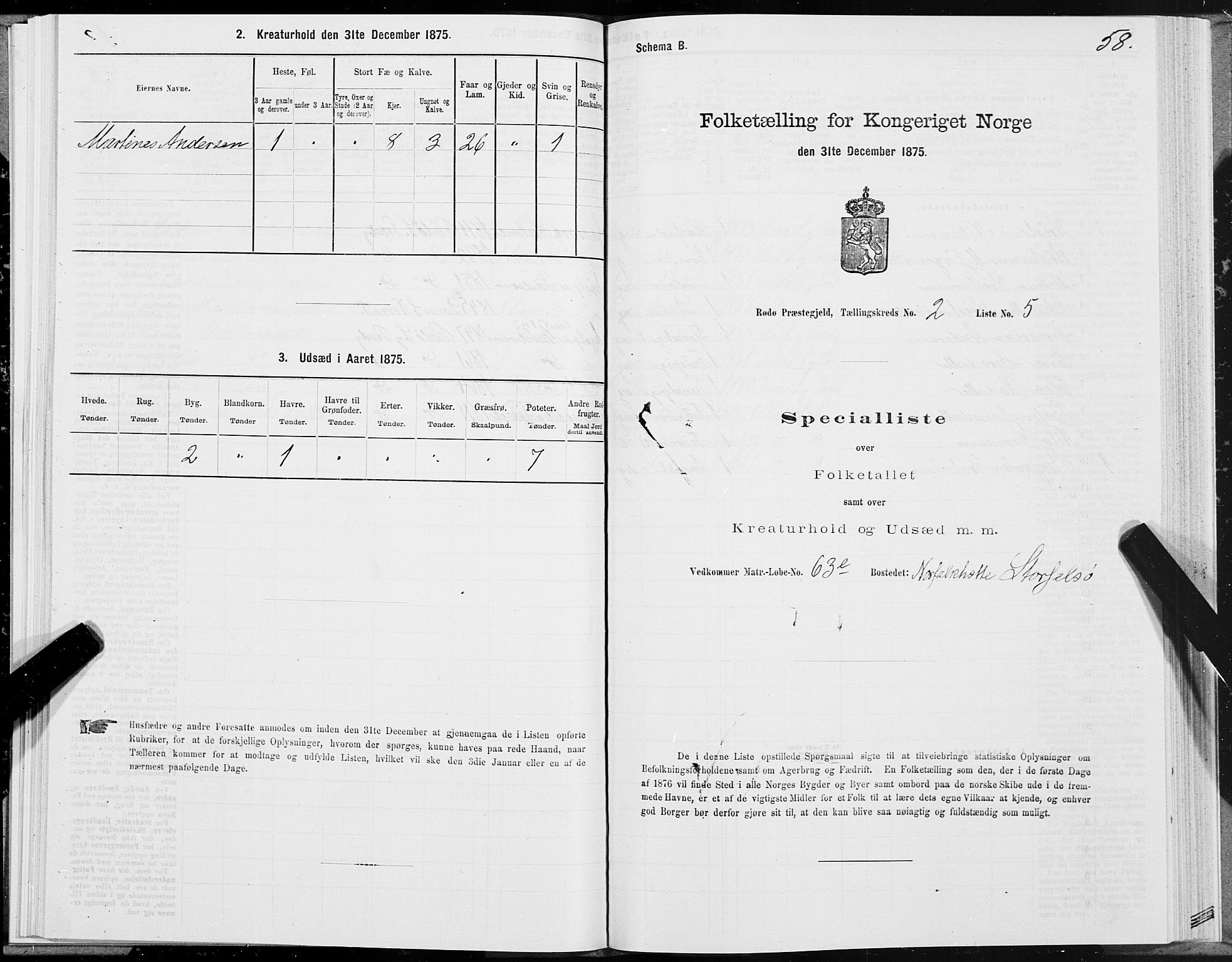 SAT, Folketelling 1875 for 1836P Rødøy prestegjeld, 1875, s. 1058