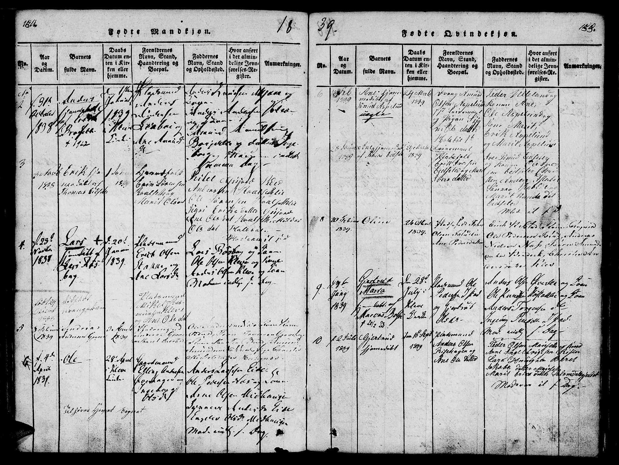 Ministerialprotokoller, klokkerbøker og fødselsregistre - Møre og Romsdal, AV/SAT-A-1454/557/L0679: Ministerialbok nr. 557A01, 1818-1843, s. 154-155
